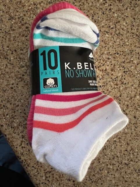 K. Bell Women's No Show Socks, 5.5-10 Shoe Size 5 or 7 or 10 Pairs