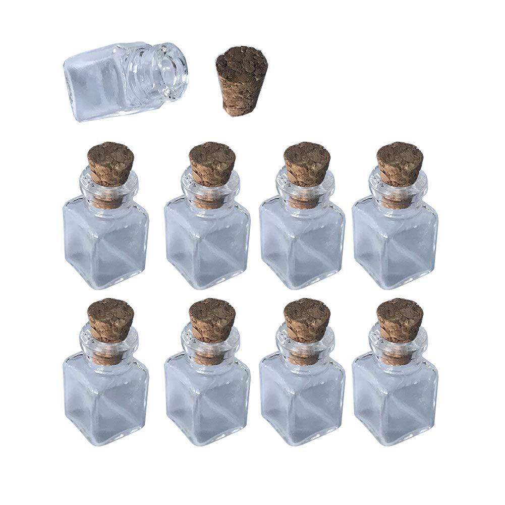 Mini Glass Bottles Rectangle Transparent Bottles With Cork Littles Jars For Gift