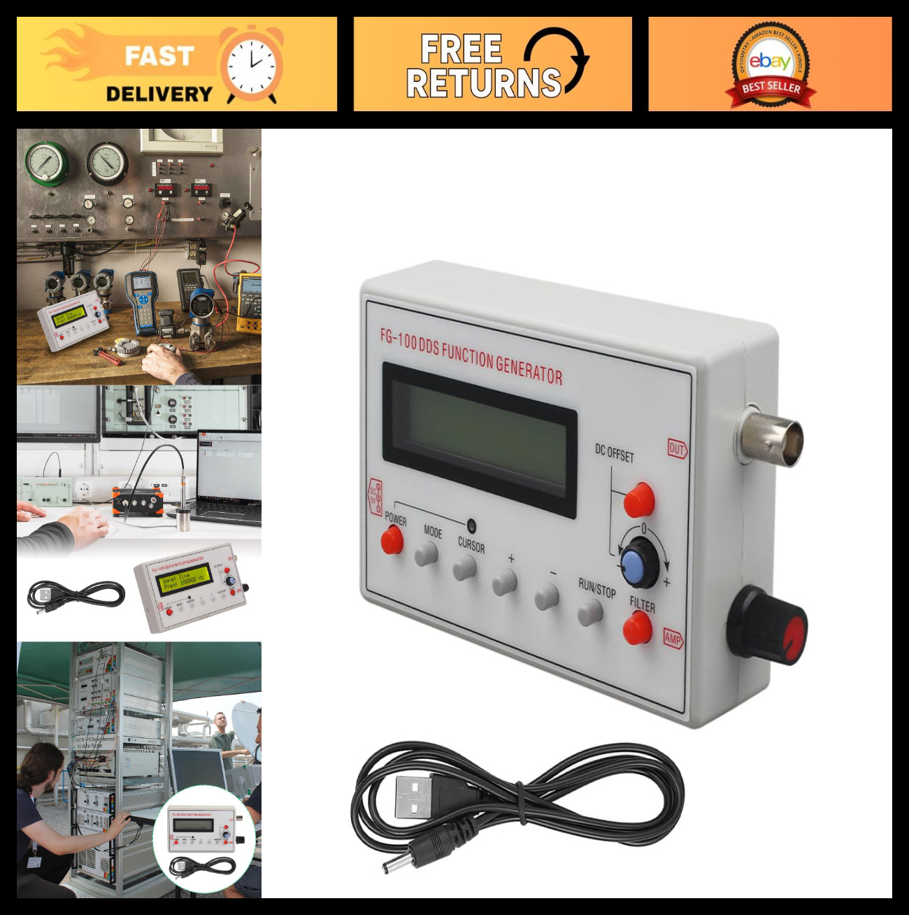 Mini Signal Generator 1Hz-500kHz | Sine, Triangle, Square, Sawtooth Waveforms fo
