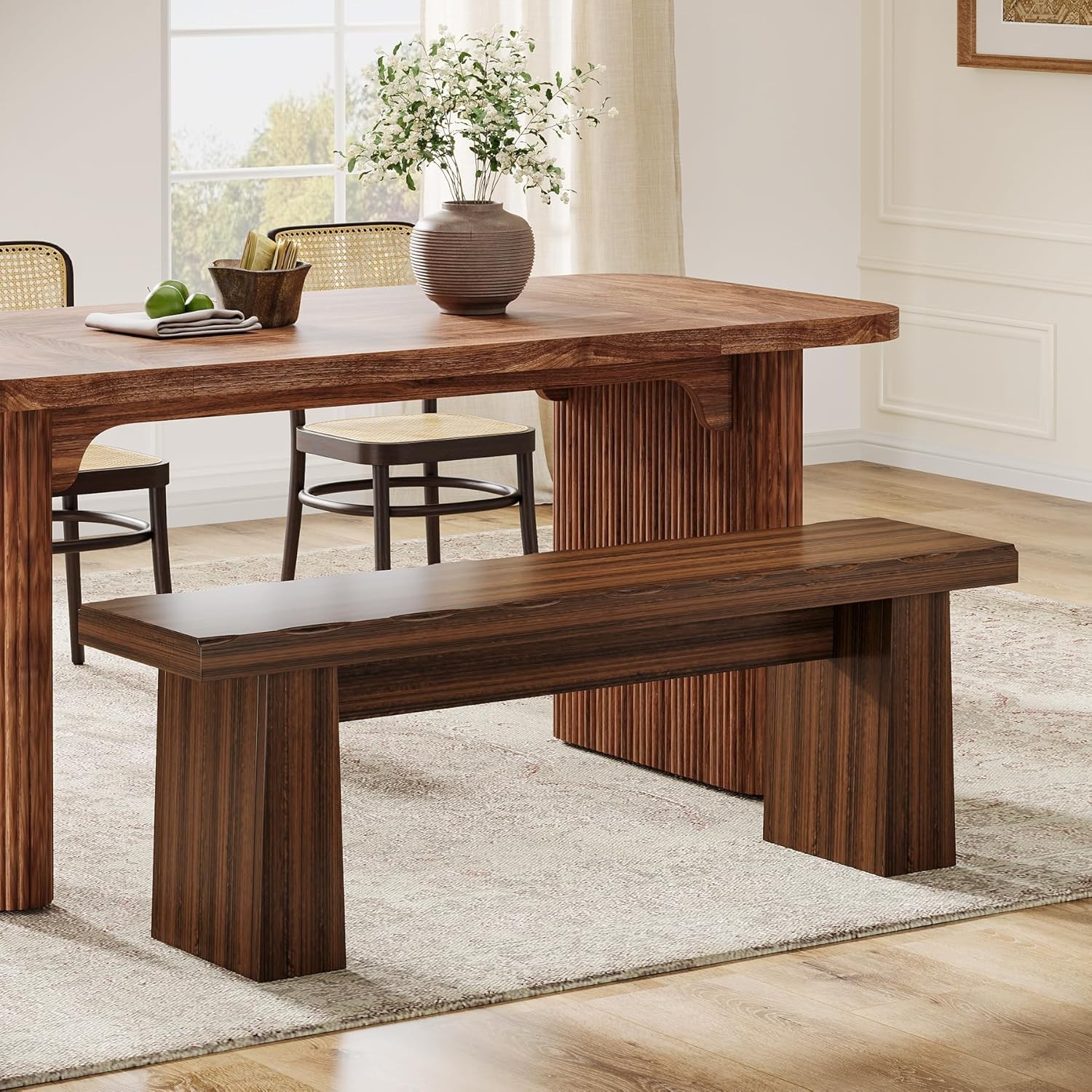 Wooden Dining Bench 47-Inch Long Kitchen Bench with Sturdy Frame for Dining Room