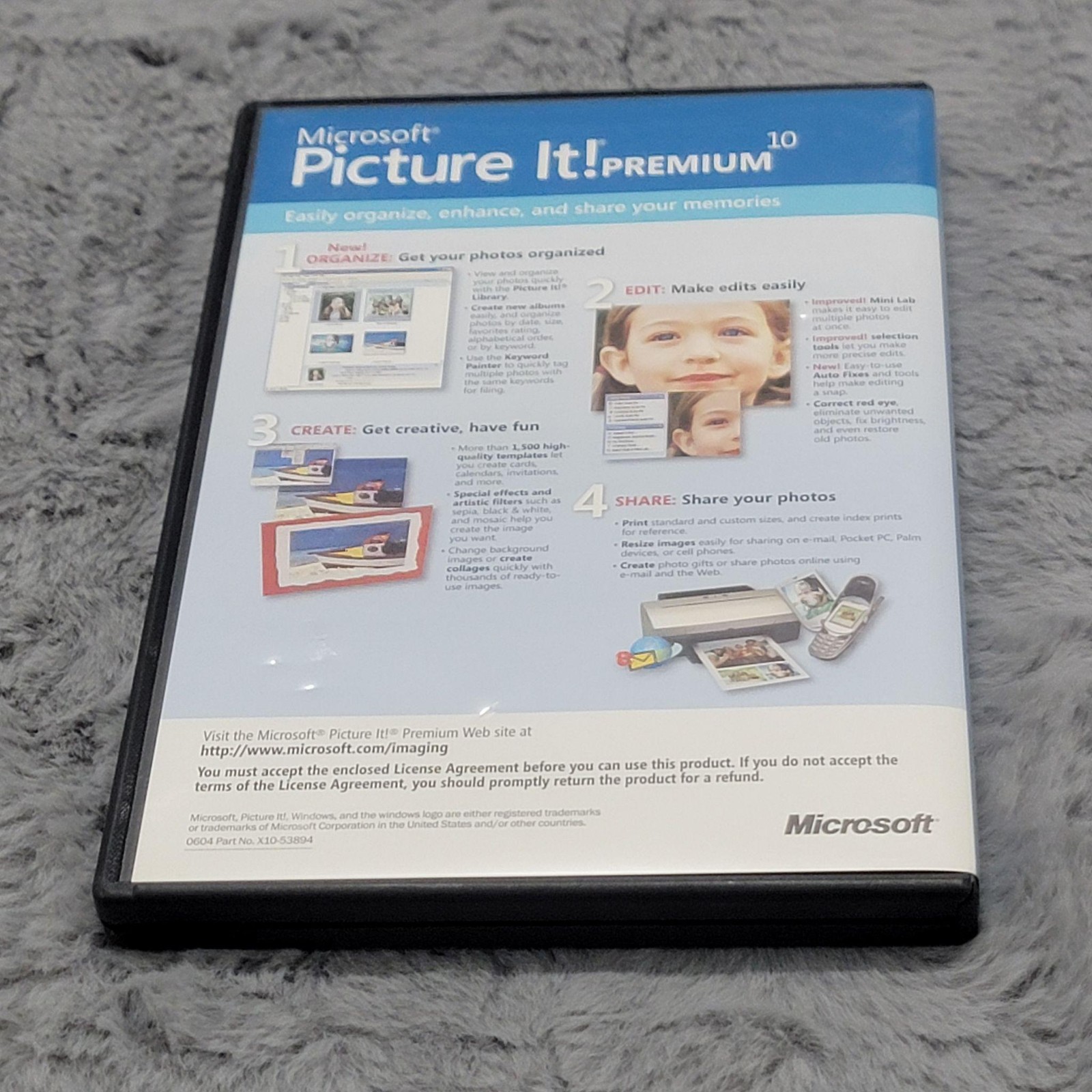 Vintage Microsoft Picture It! Premium 10 Photo Editing Software CD Windows PC