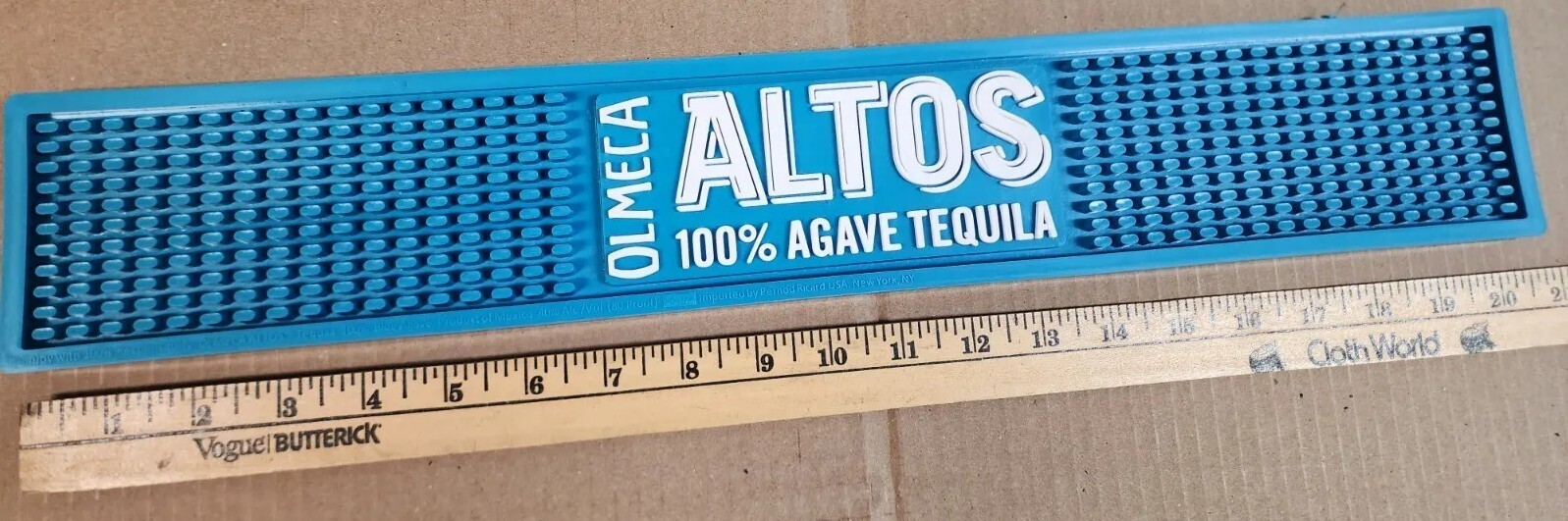 Olmeca Altos Tequila Bar Rail Rubber Spill Mat 21"x 3" Bartender new Beer Mat