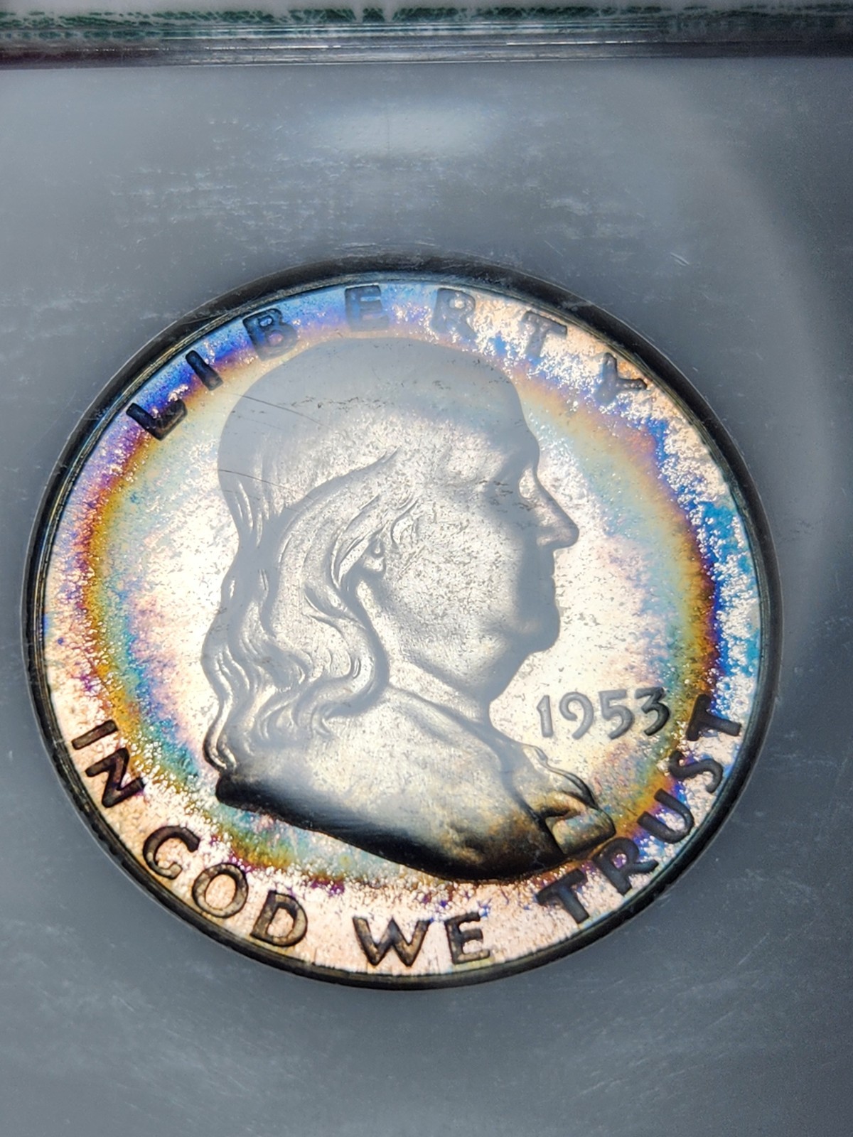 🌈 Toned Cameo 1953 Silver Franklin Half Dollar Proof- GEM BU 🤩 SEE VIDEO