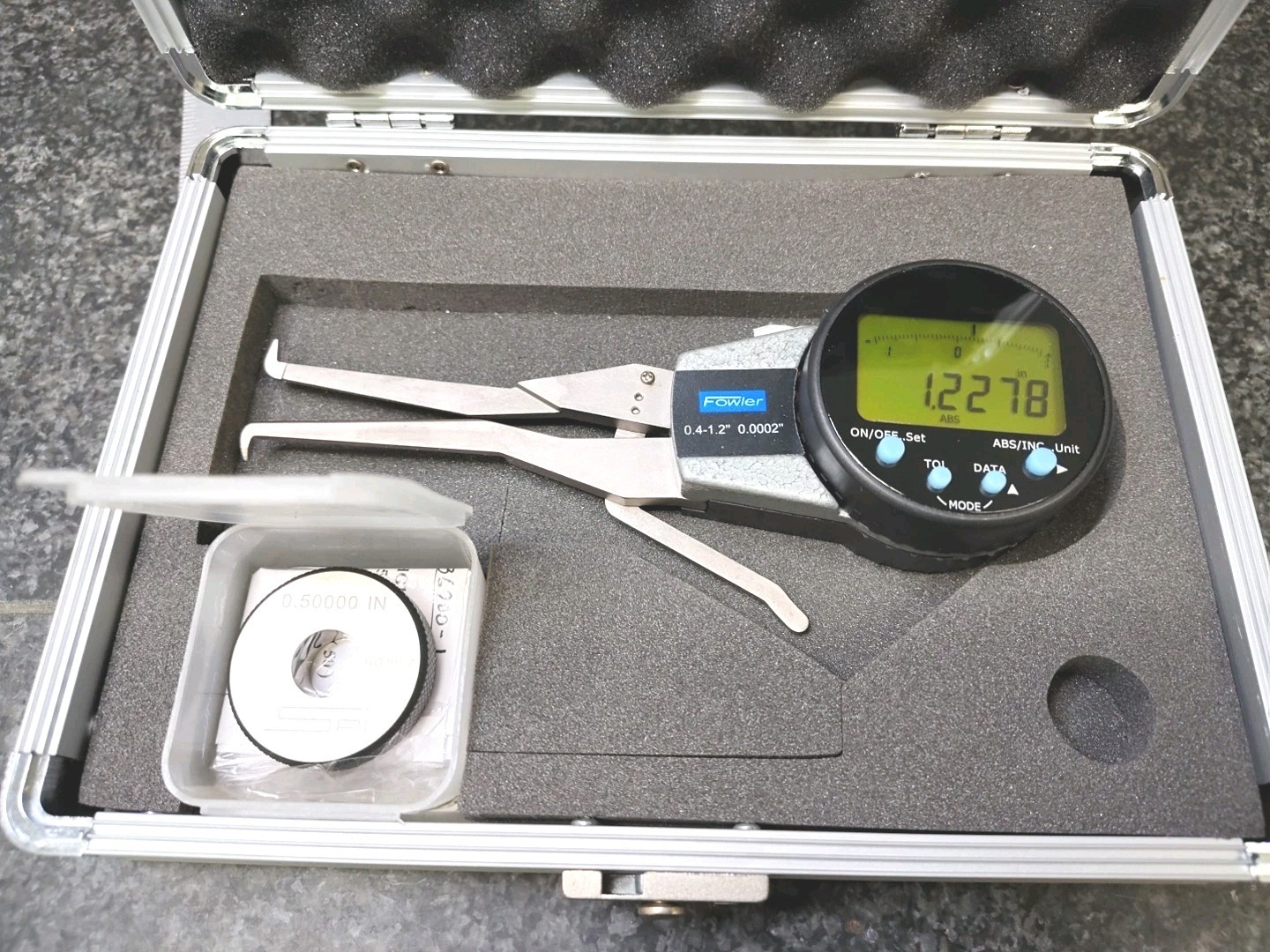 Fowler Digital I.D. Caliper .4" To 1.2" With .50000" Setting Ring Gage Excellent