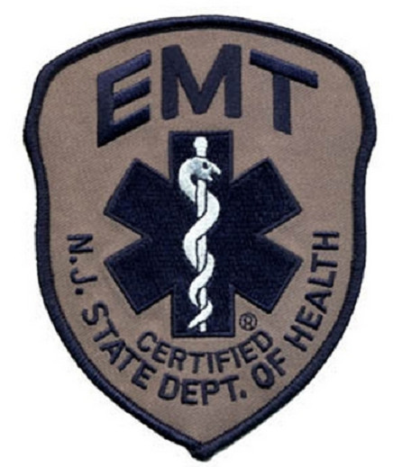 NJ EMT Emergency Medical Technician Subdued Shoulder Patch Navy Blue on Grey