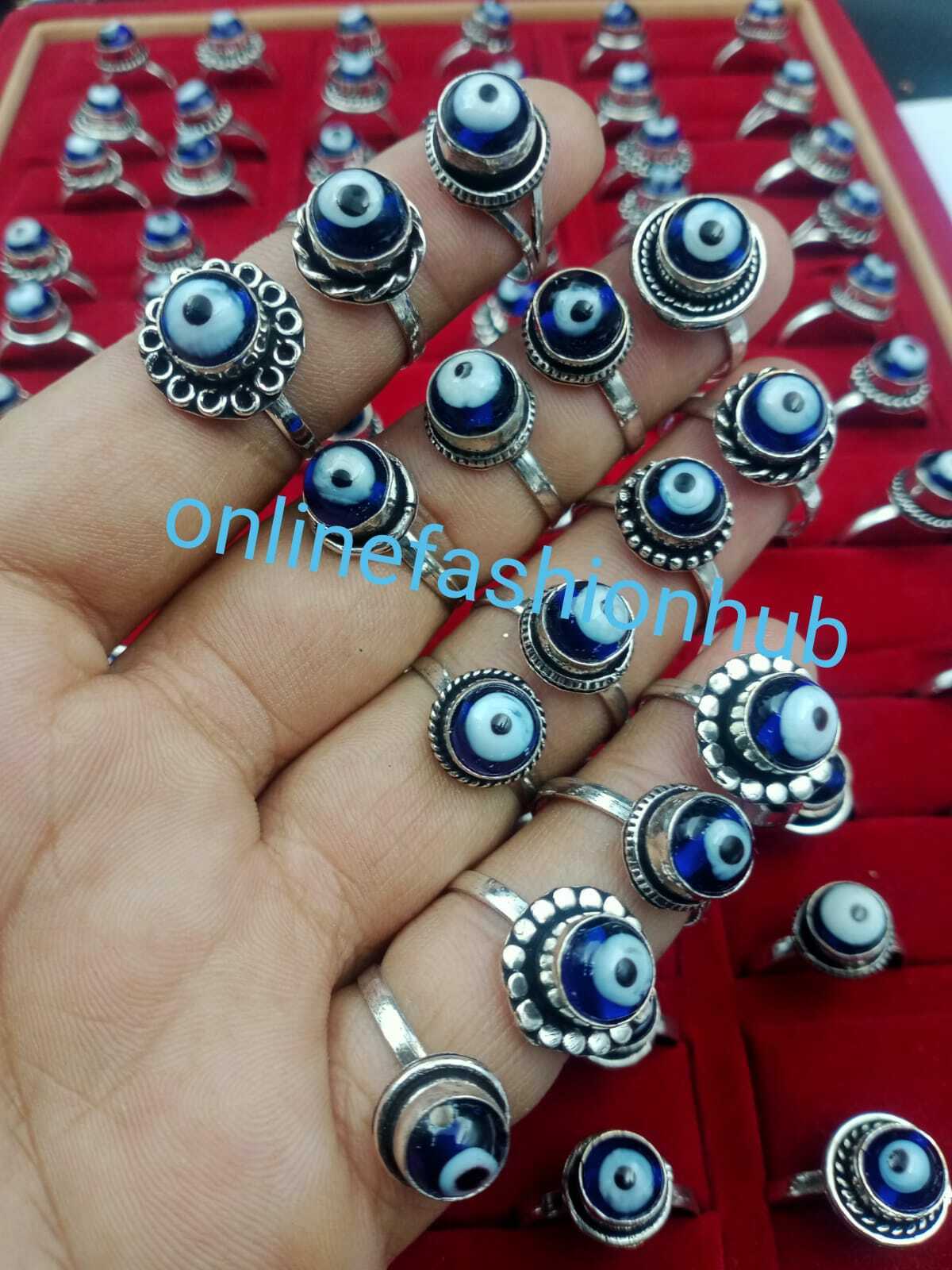 Positive Evil Eye Gemstone 925 Sterling Silver Plated Wholesale Lot Ring Jewelry