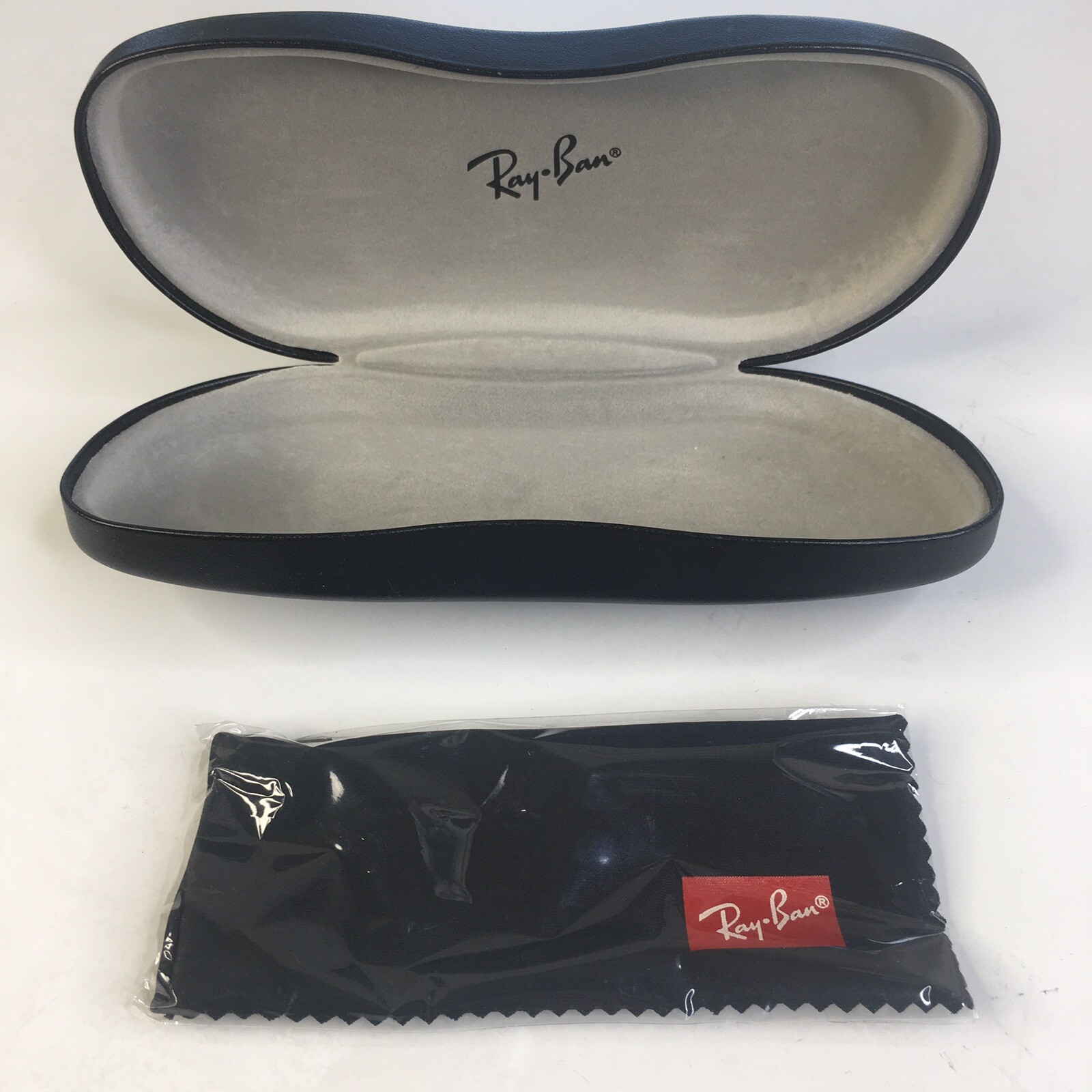 Ray Ban Black Clamshell Hard Case Cleaning Cloth Eyeglass Sunglass Case Only