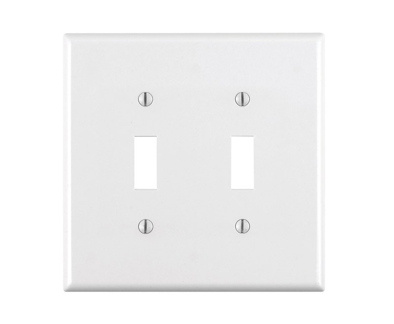 Leviton 80509-00W 2-Gang Thermoset Plastic Toggle Wallplate 4-1/2 x 4-9/16 in.