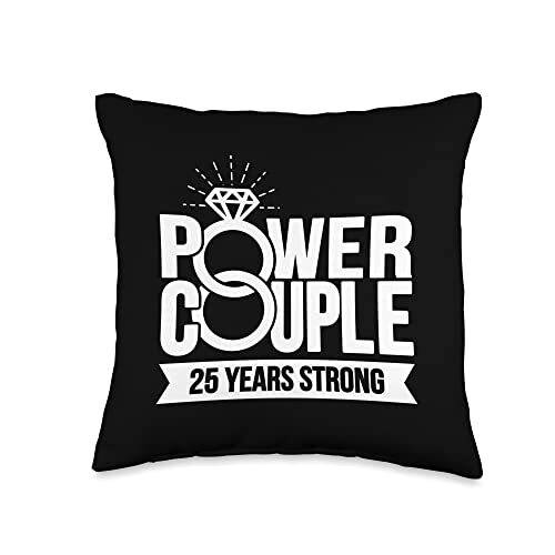 Married 25 Years-Power Couple-25th Wedding Anniversary Throw Pillow 16x16 Mul...