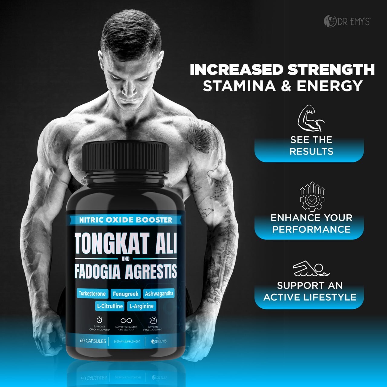(5 Pack) Testosterone Supplement Booster Capsules Blood Flow Nitric Oxide