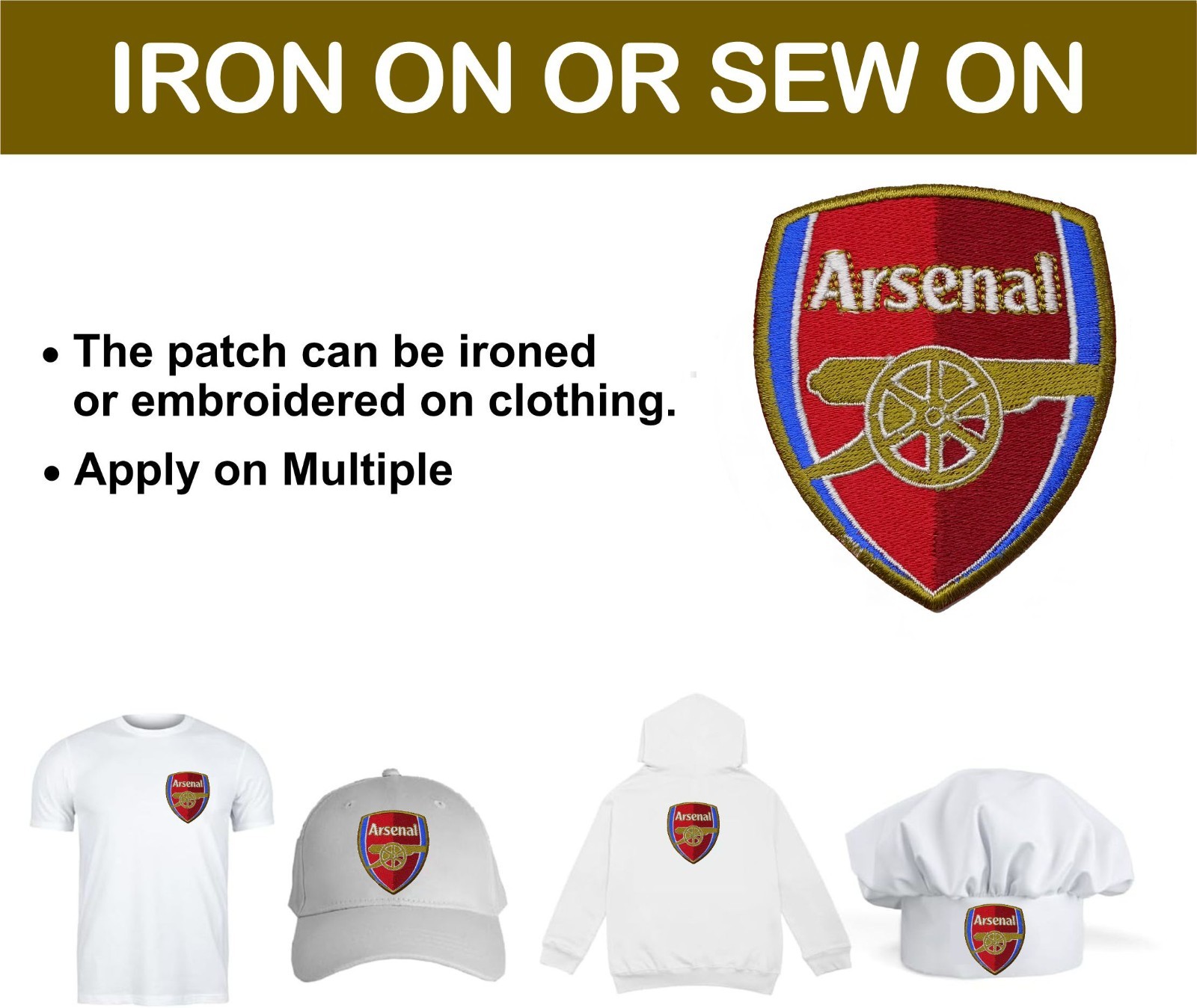 Arsenal FC Logo Iron On Patch - Sew Patch - Embroidered Patch