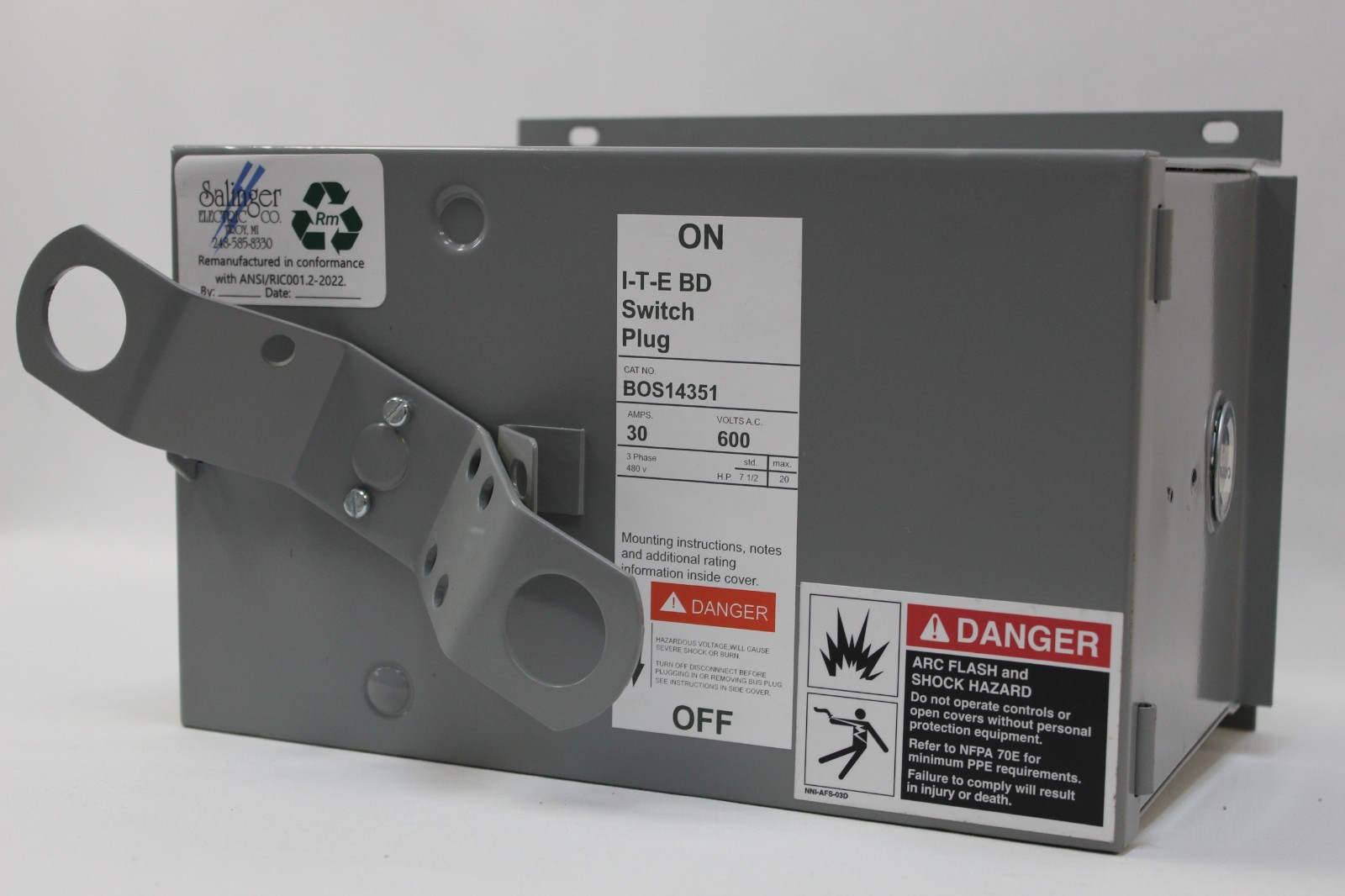 BOS14351 Siemens I.T.E. BD Switch Plug, RECON, 30 Amp 600V