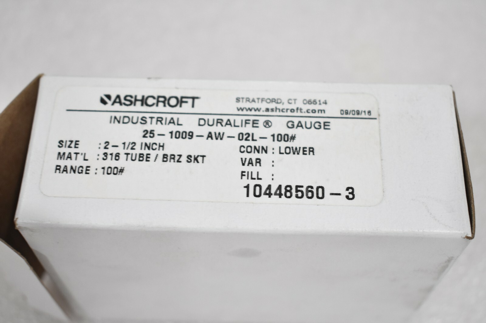 ASHCROFT 25-1009-AW-02L-100# INDUSTRIAL DURALIFE GAUGE 2.5" 0-100 PSI