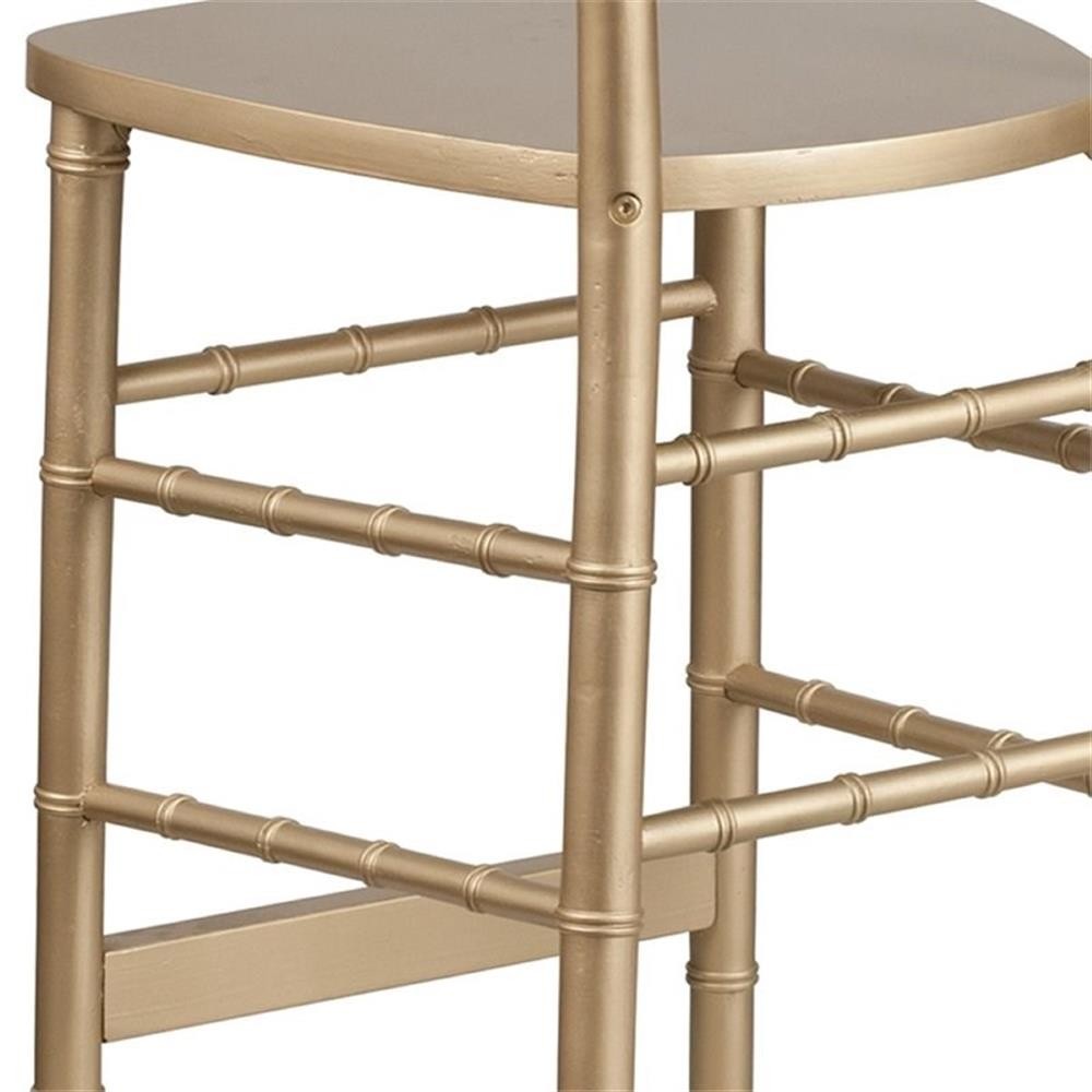 Maklaine Wood Modern Transitional Chiavari Barstool in Gold Finish