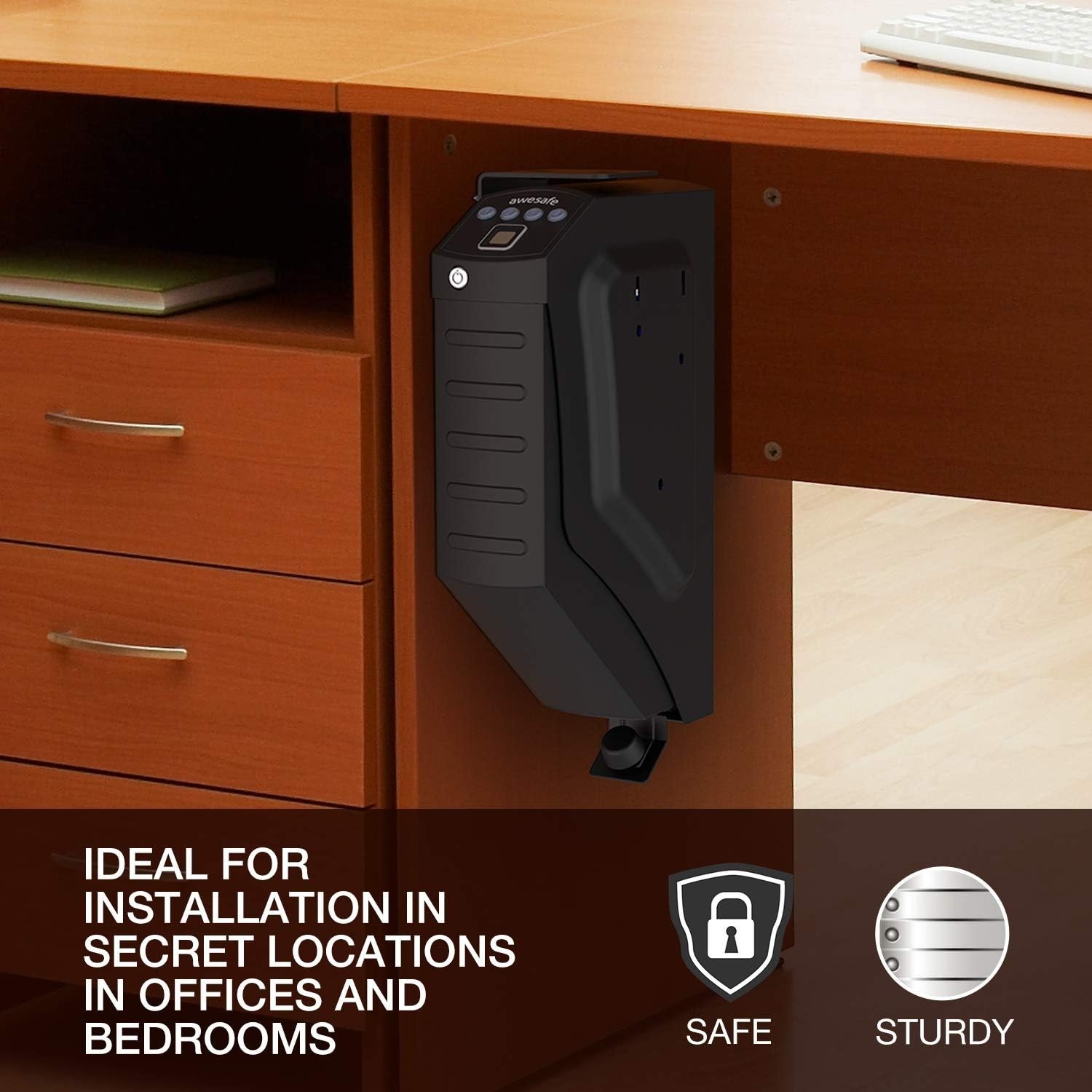 Compact Biometric Handgun Safe with LED Light - Secure Storage Solution