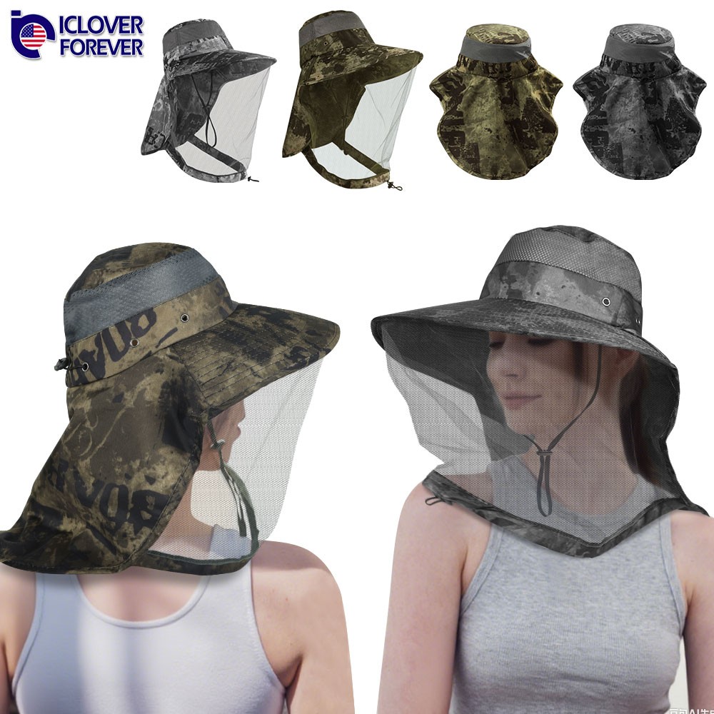 Mosquito Head Net Hat with Neck Flap Bug Insect Mesh Cap for Fishing Beekeeping