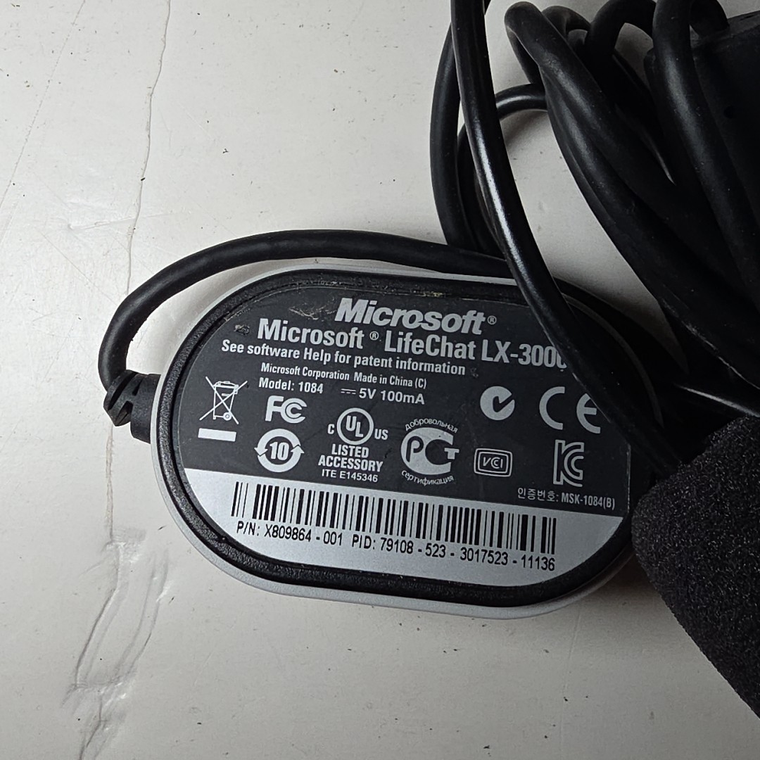 Microsoft LifeChat LX-3000 Model 1084 USB Wired Stereo Headset (Needs Earpads)