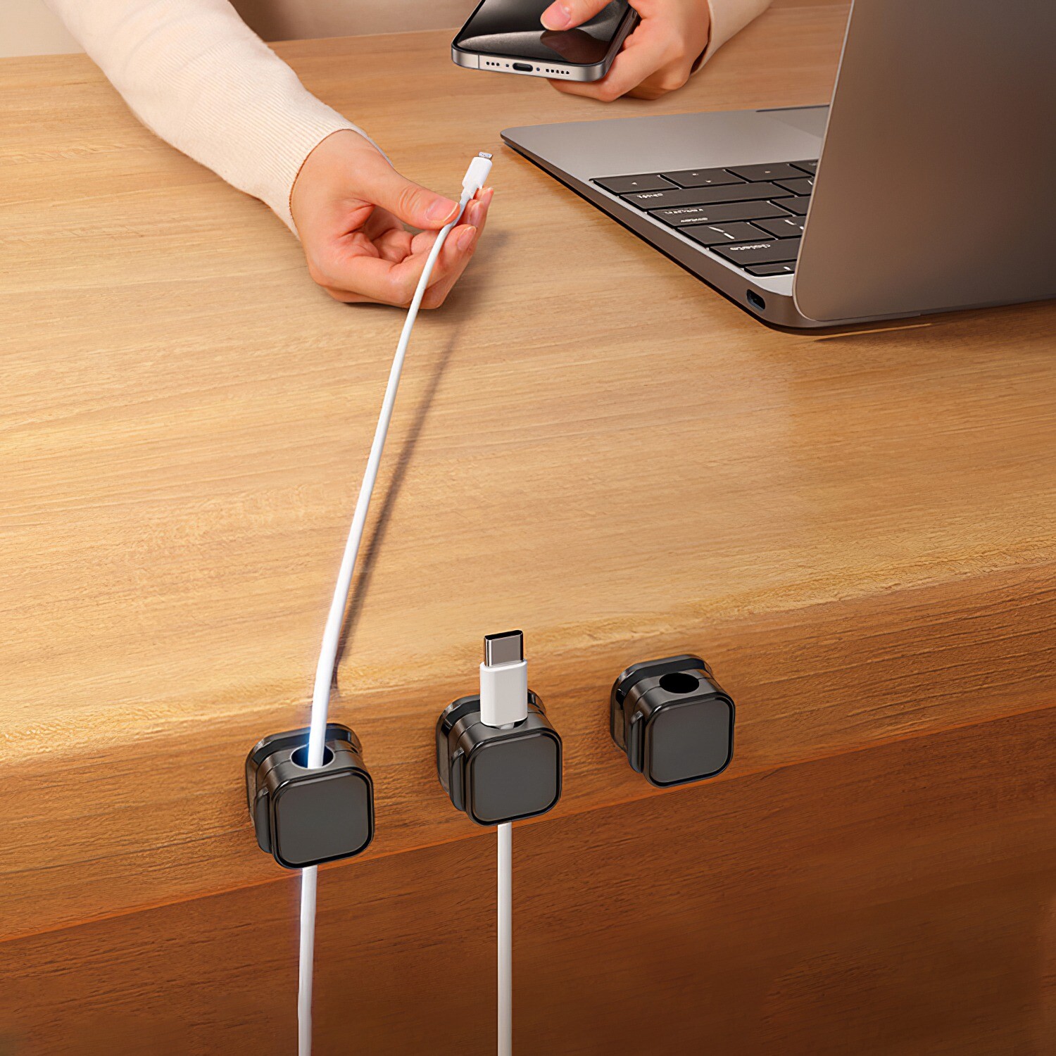 Magnetic Cable Clips Wire Organizer – 6 Pack Black – Cord Management