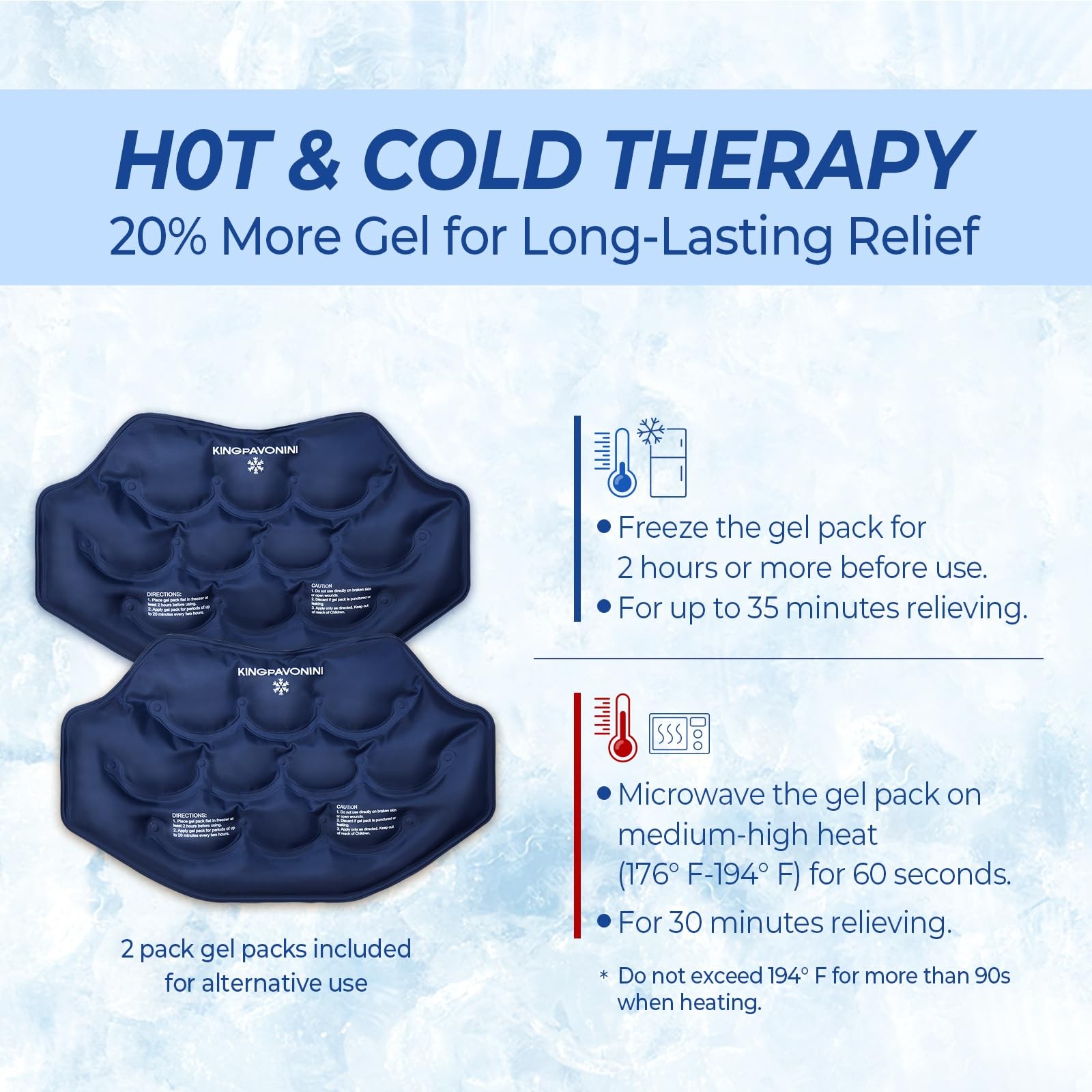 Extra Large Ice Pack for Back Pain Relief with Extension Strap, 2 Pack Reusab...