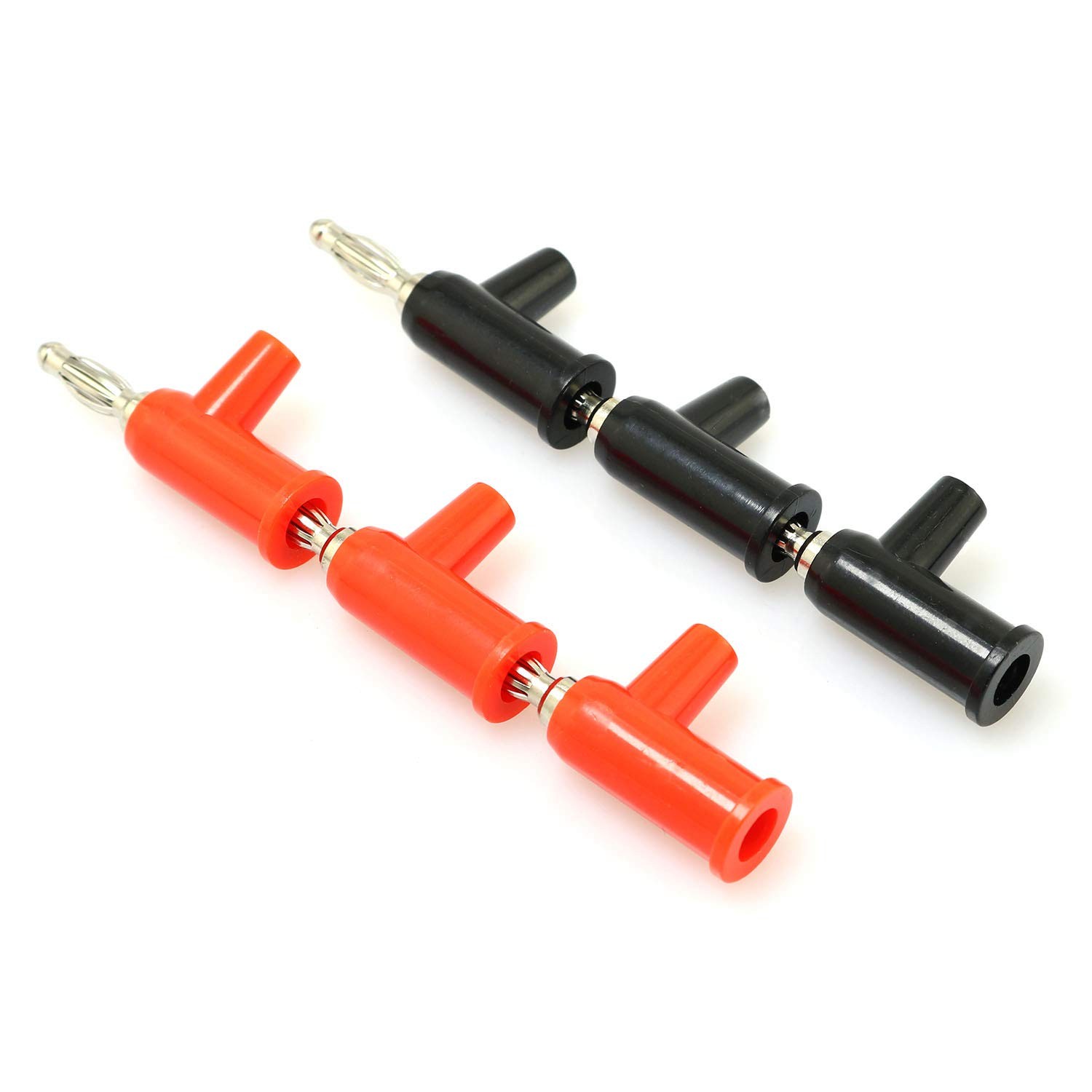 RLECS 8pcs Stackable Solderless Banana Plugs 4MM (4pcs Red + 4pcs Black)