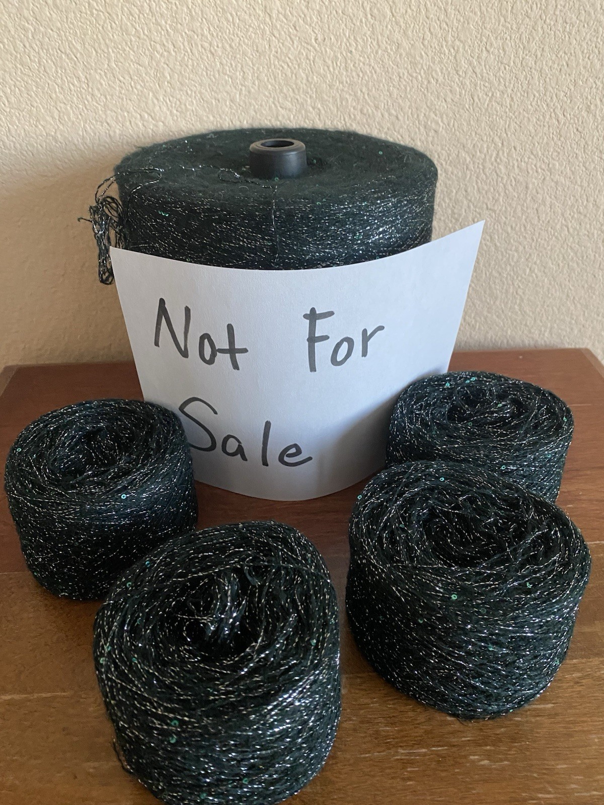 Fancy Soft 4 Skeins Dark Green Sequins Silver Glitter 200g Total #452