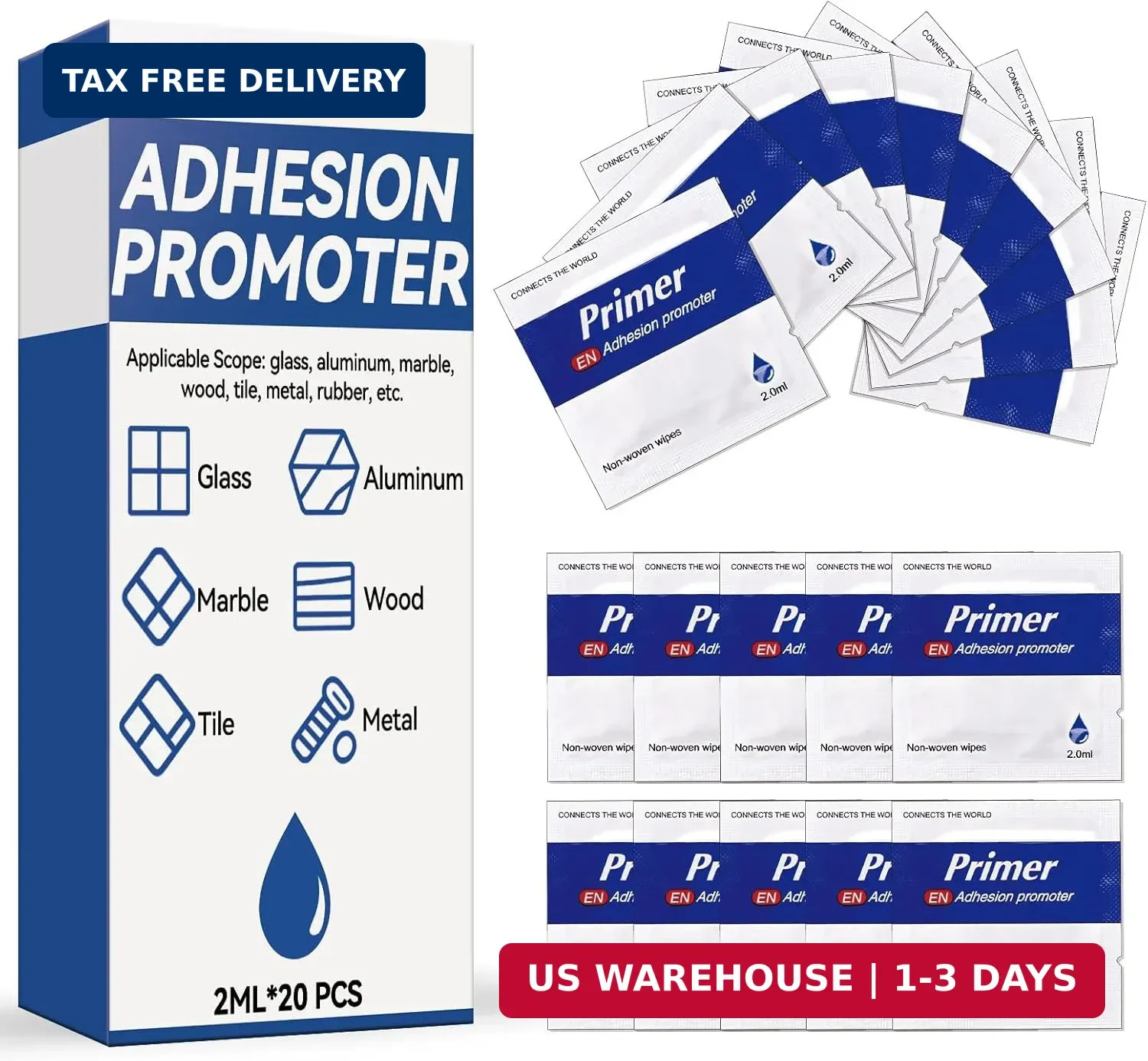 Adhesion Promoter Pads set Pre-Saturated Surface Primer set 20 Pack