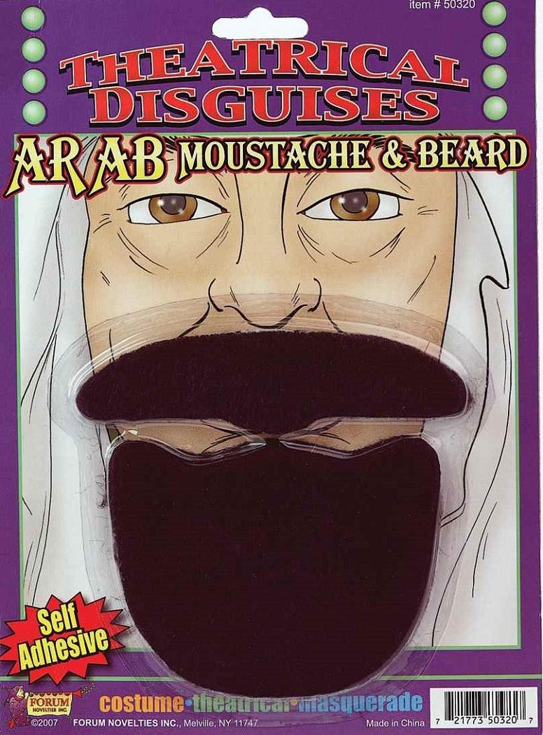 Arab Moustache Beard Sheik Fancy Dress Halloween Adult Costume Accessory
