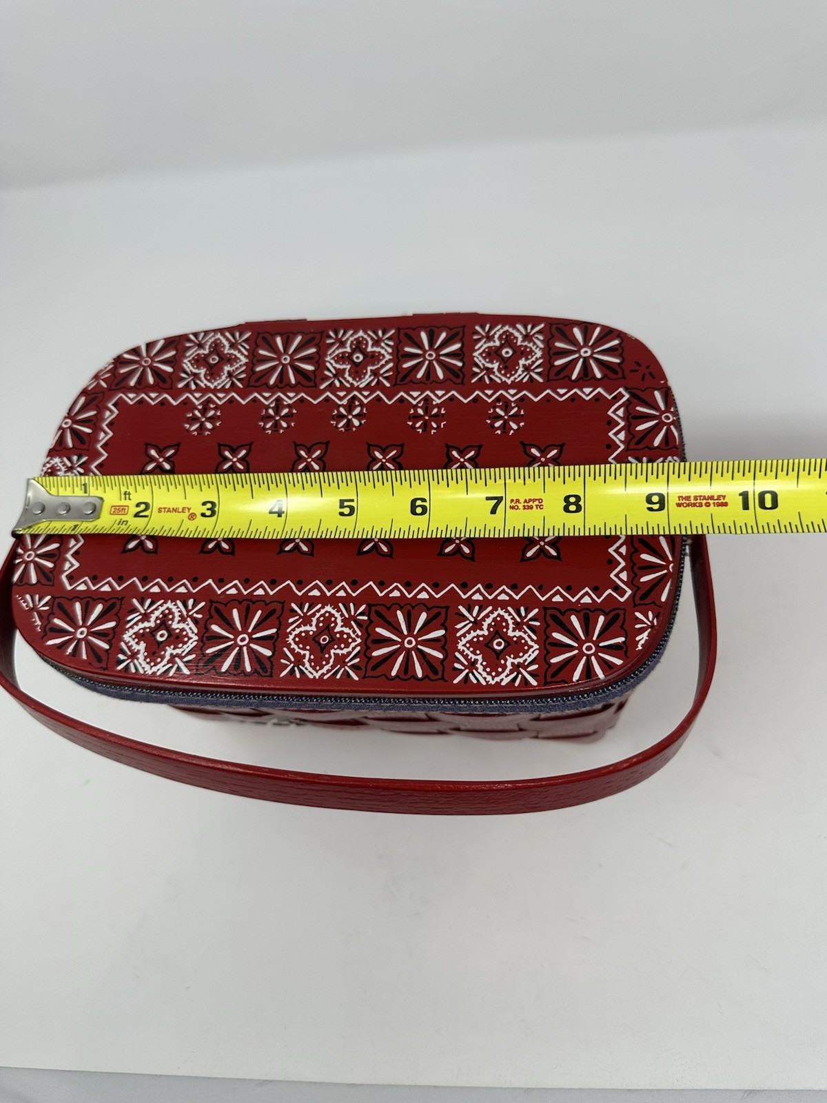 Handmade & Signed Small Basket Bandana Red