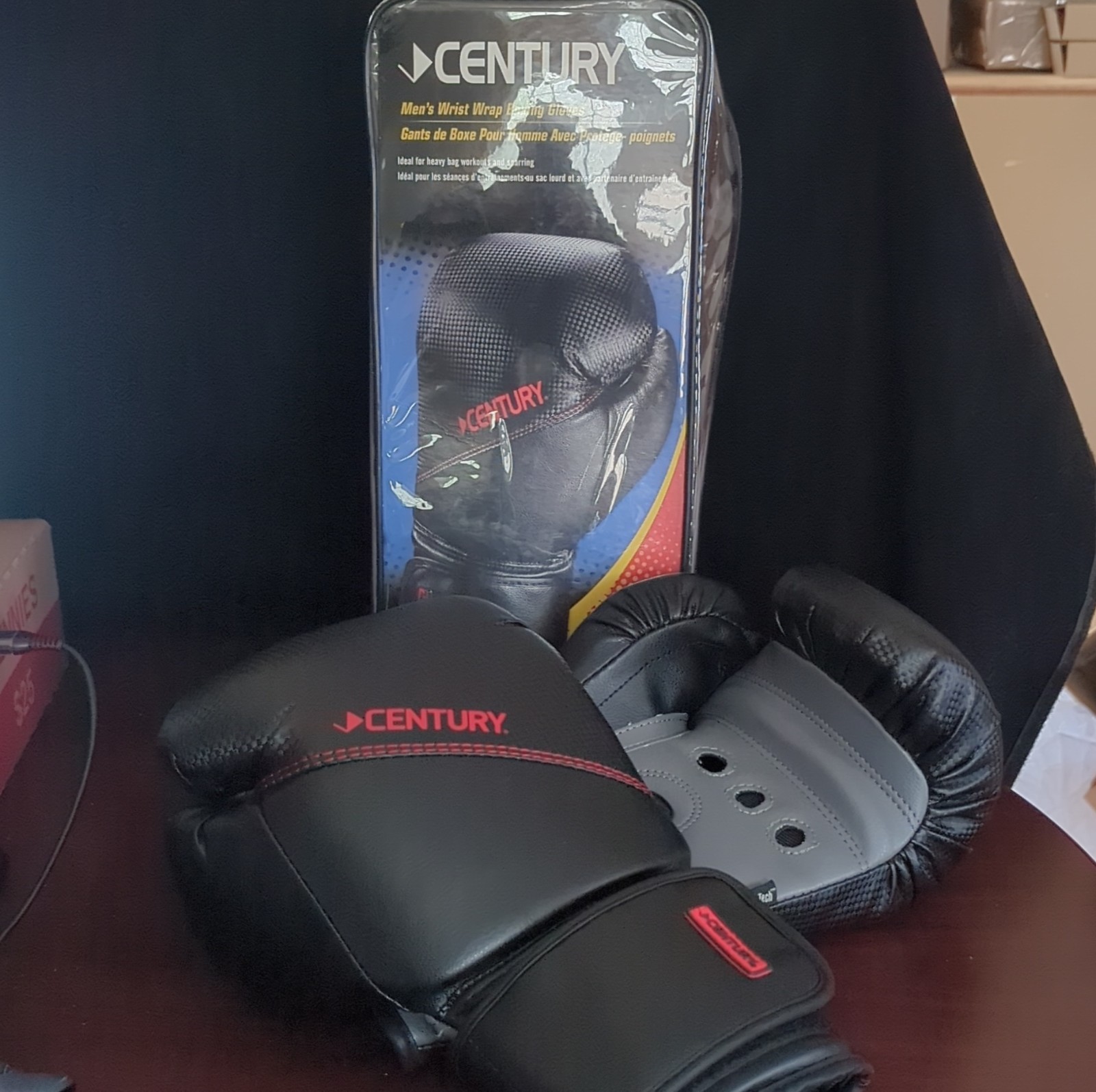 CENTURY Training Boxing Gloves 14 oz Black and Gray Sparring Punching Gloves