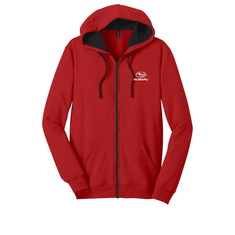 Subaru Logo Red Full Zip Fleece Hoodie Wrx Sti Ascent Forester Outback Legacy