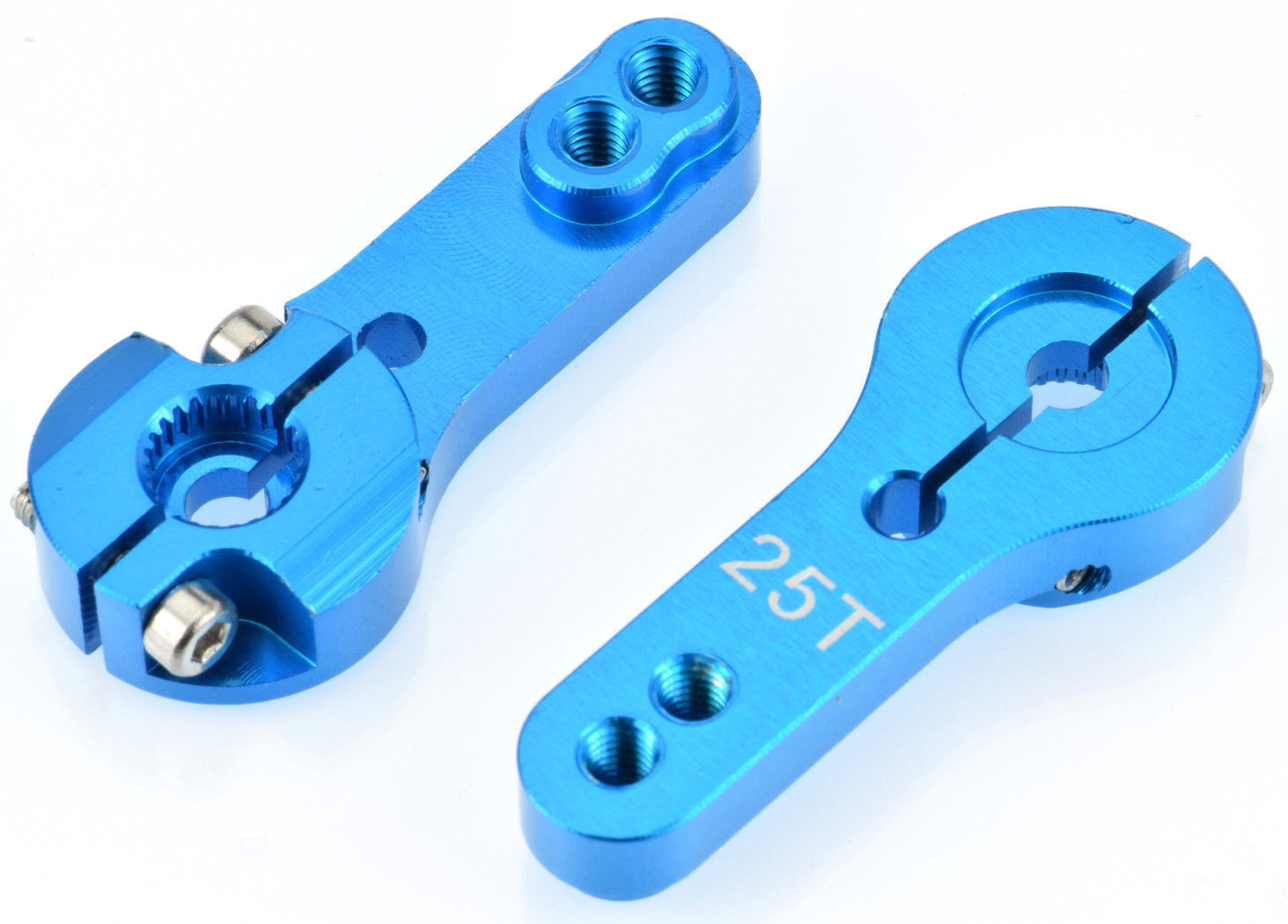Apex RC Products 25T Futaba Blue Aluminum Dual Clamping Servo Horn -2 Pack #8014
