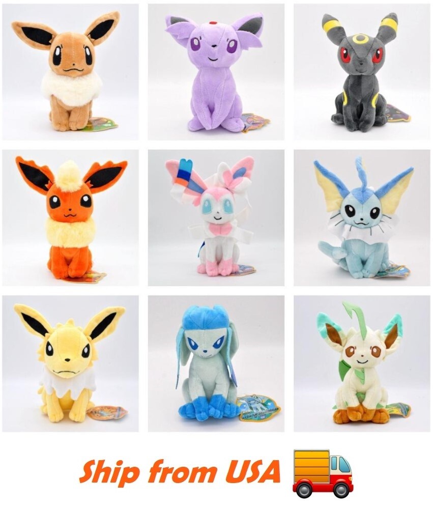 Leafeon Eevee Sylveon Umbreon Espeon Vaporeon  Flareon Glaceon Plush