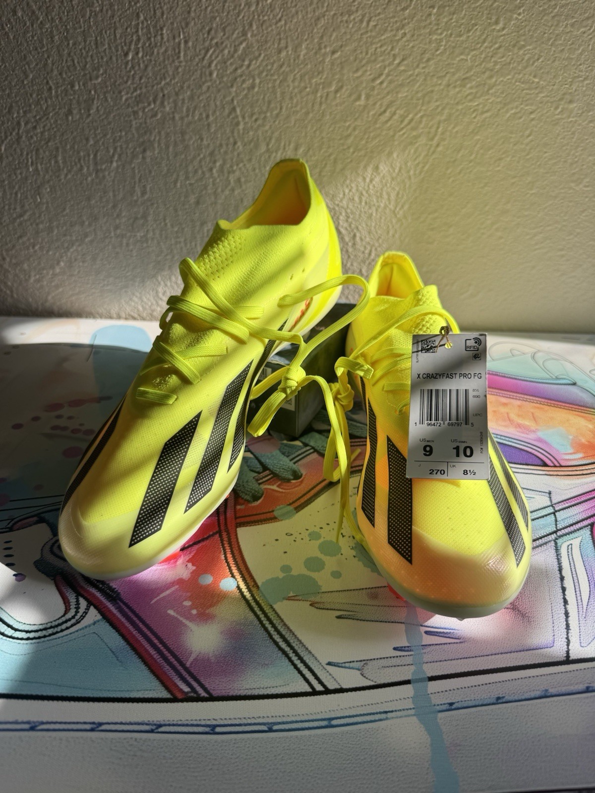 Adidas X Crazyfast Pro FG Solar Energy Pack IG0601 Soccer Cleats Men's Sz9 - W10