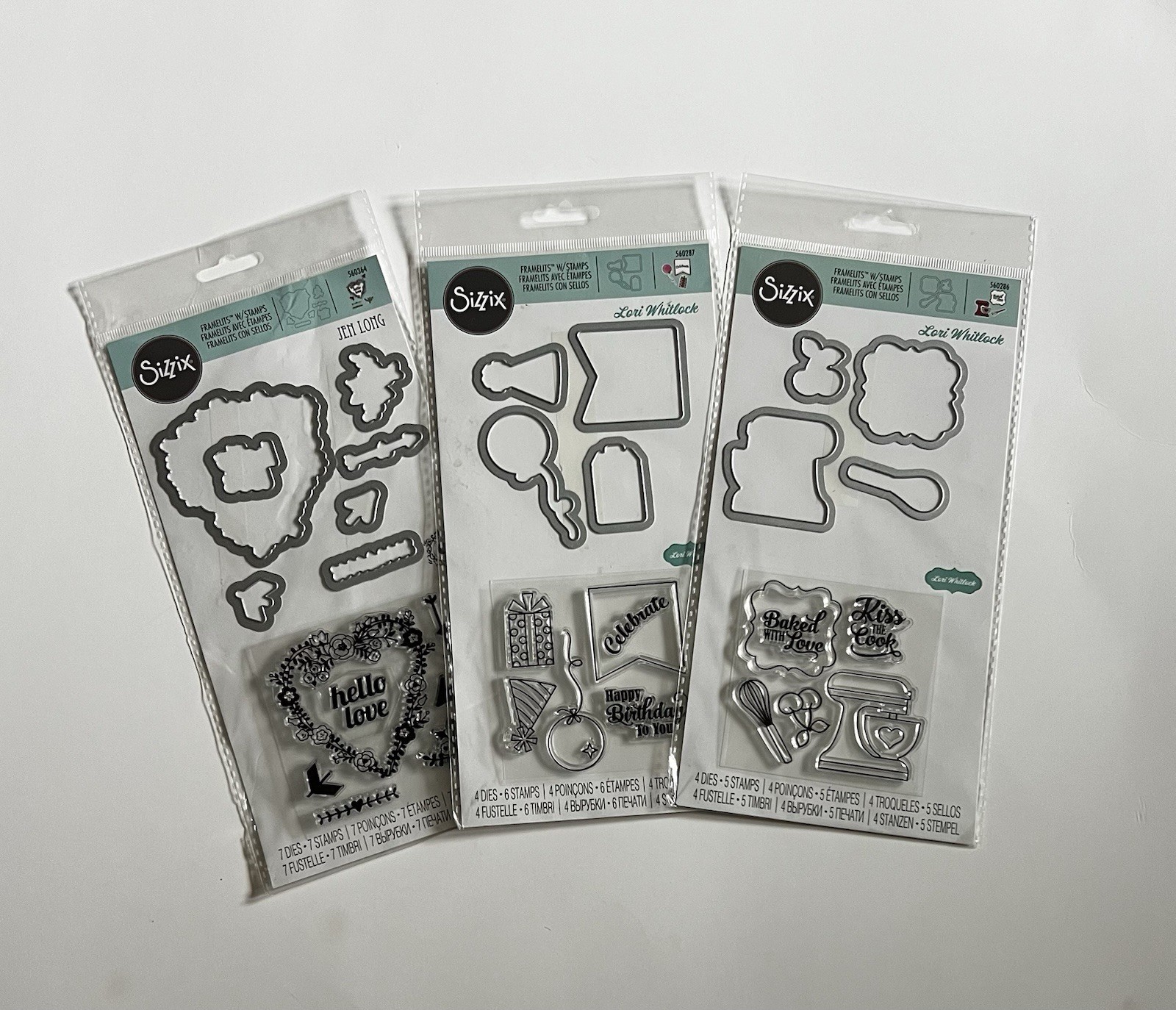 Sizzix Framelits Stamp & Die Set Lot (3) Lori Whitlock Cards Baking Birthday