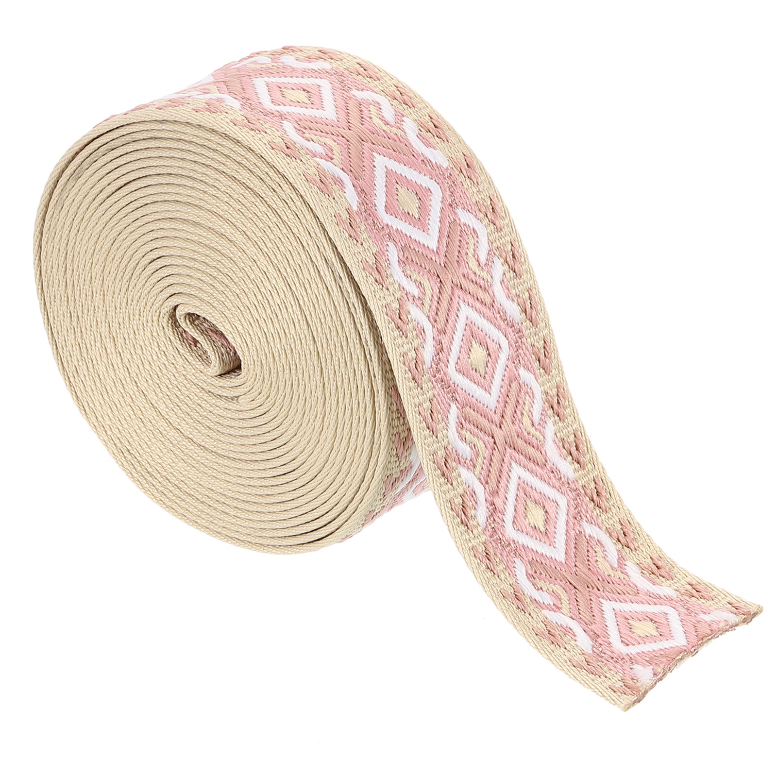 5 Yards Cotton Webbing Strap 50mm Jacquard Webbing Purse Strap Pink White