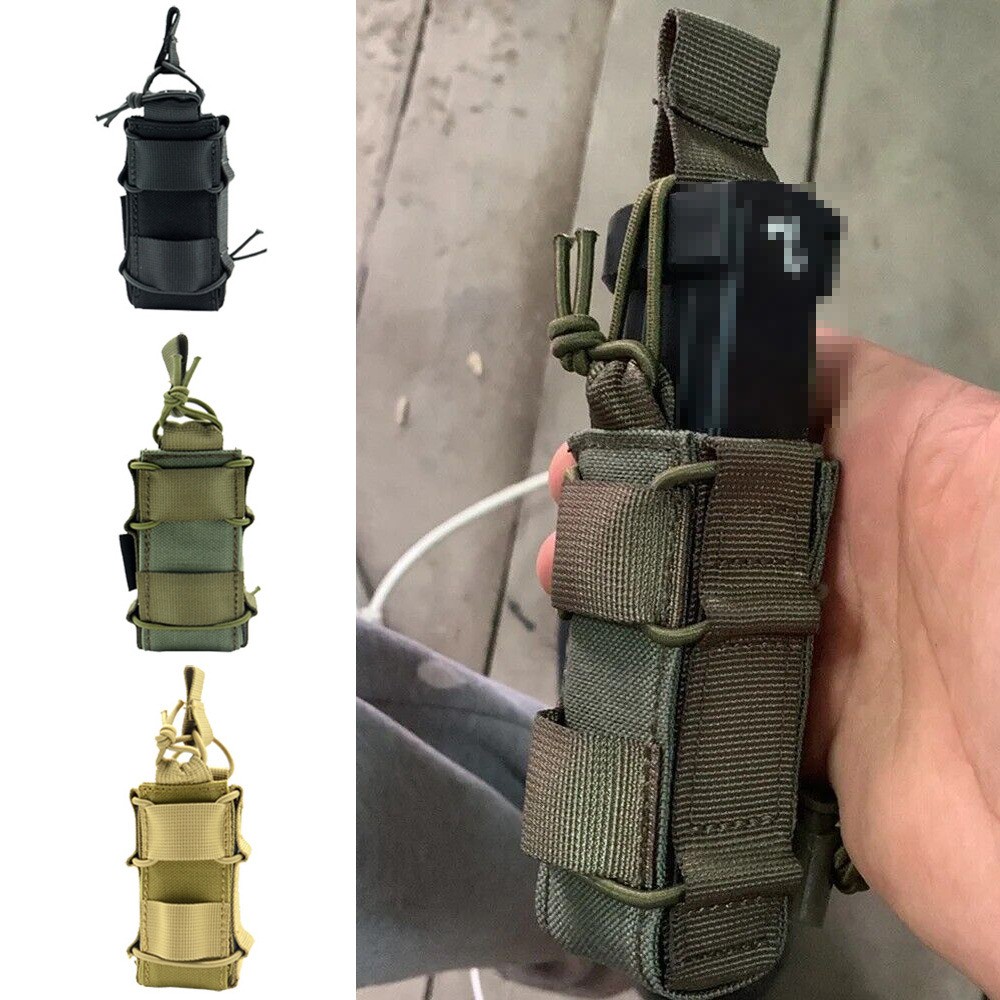 Tactical Molle 9mm Single Open-Top Nylon Pistol Magazine Pouch Mag Holder Bag