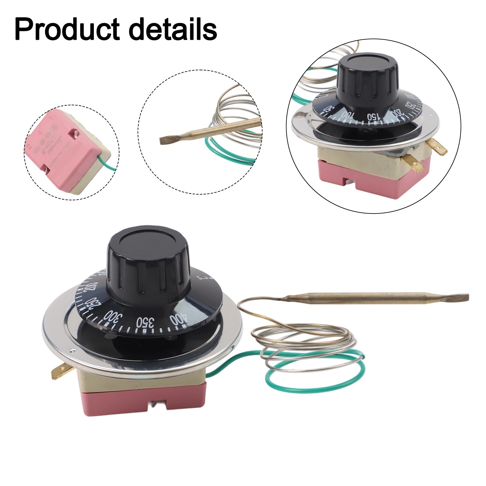 Electric Oven Thermostat ,Adjustable Temperature Controller Switch,50-400℃ 2 Pin