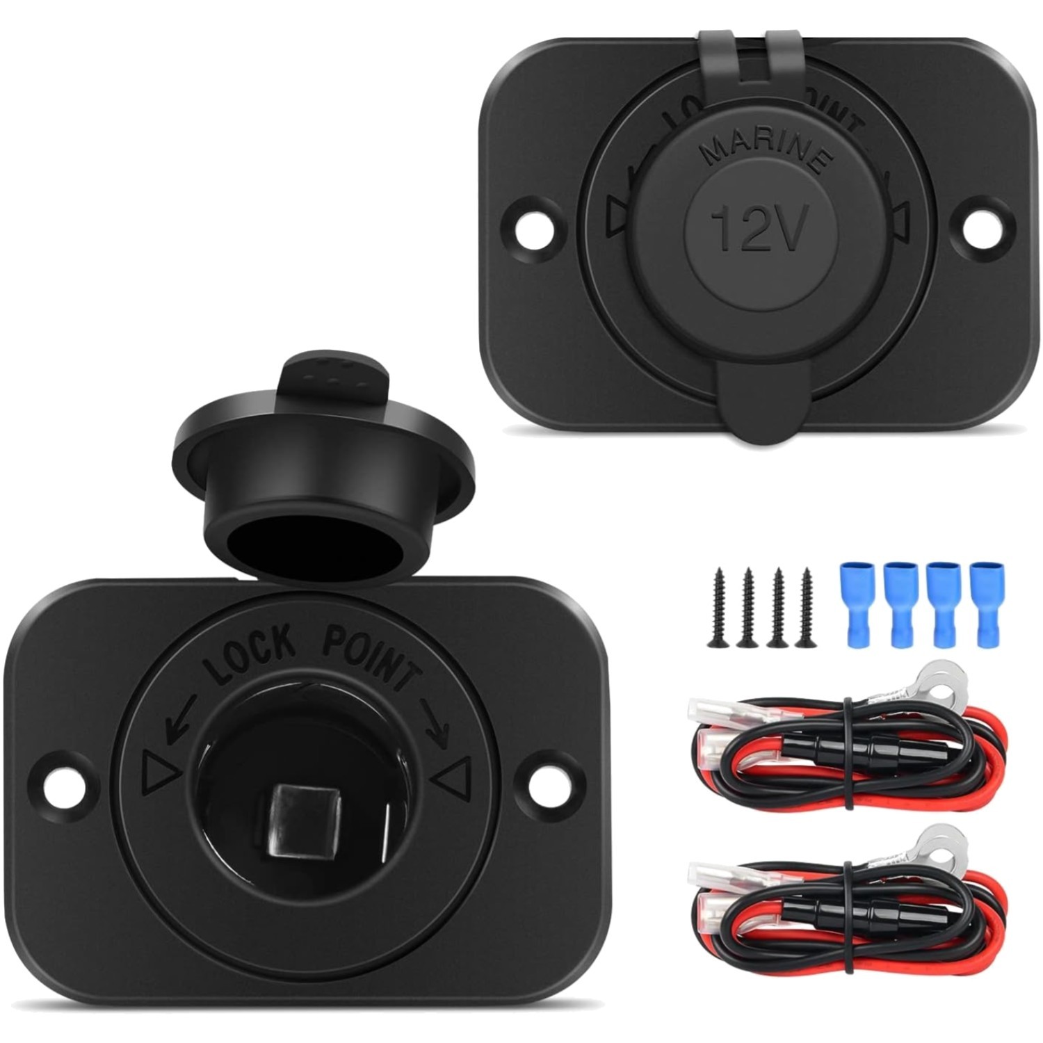 2 Pack Cigarette Lighter Socket, Waterproof Power Outlet for Car, Marine, Motorc