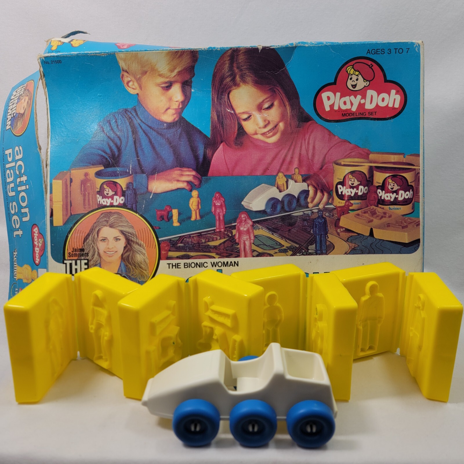 Vintage 1976 The BIONIC WOMAN Play-Doh Kenner Action Play Set w/ Box No Play Mat