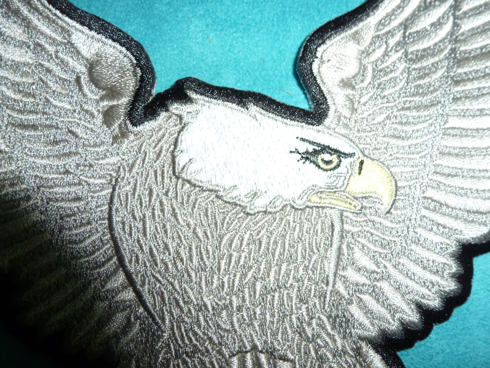 HARLEY DAVIDSON MOTORCYCLE Eagle Winged Large Silver Patch Emblem 10 x 7.5" New