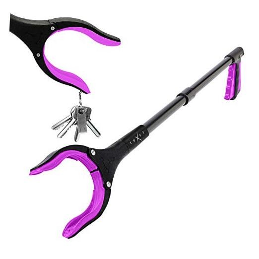 Grabber Reacher Tool - Long 32 Inch () Aluminum Foldable Pick Up Stick - Pink