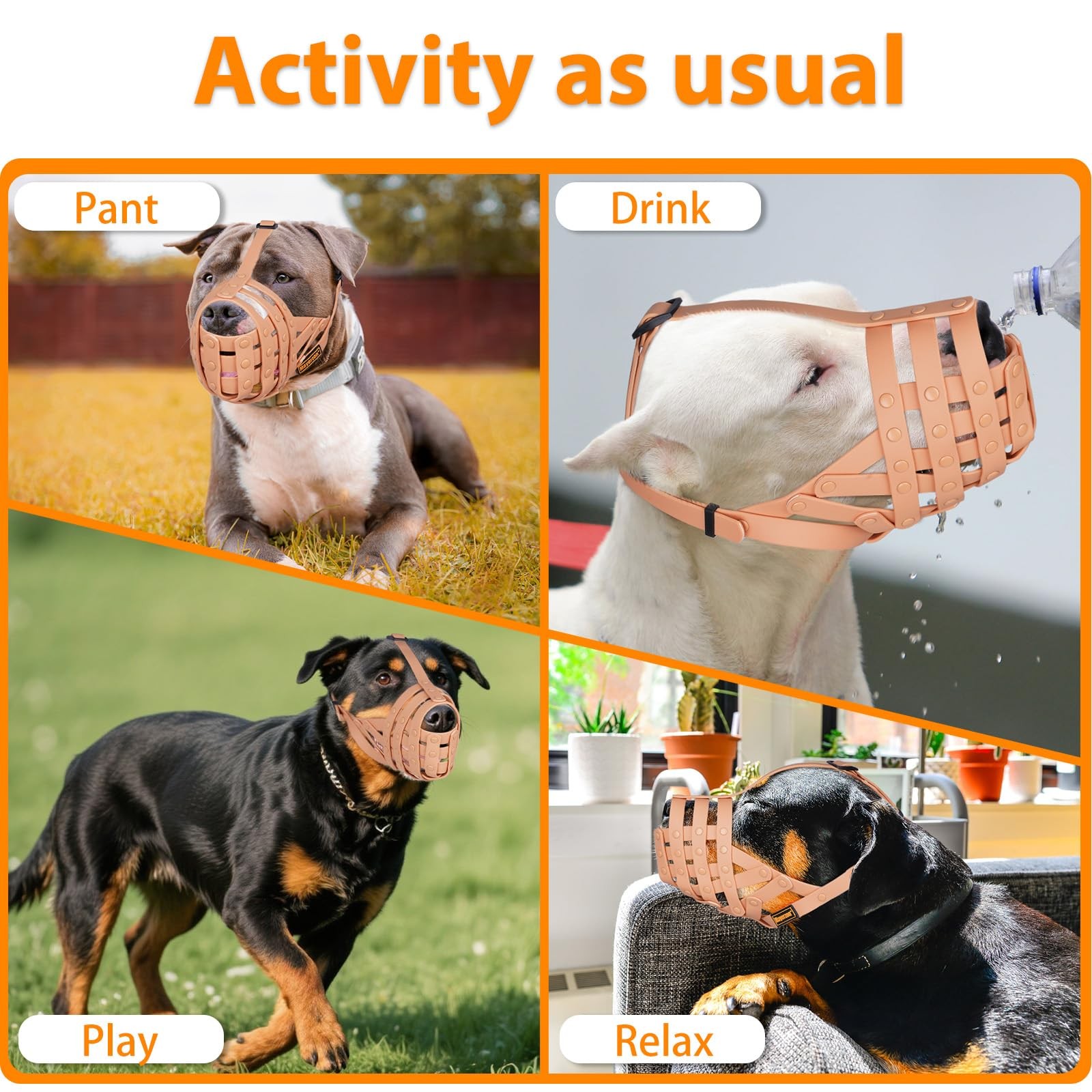 Pitbull Basket Dog Muzzle Prevent Biting Scavenging Allow Pant Drink Sturdy