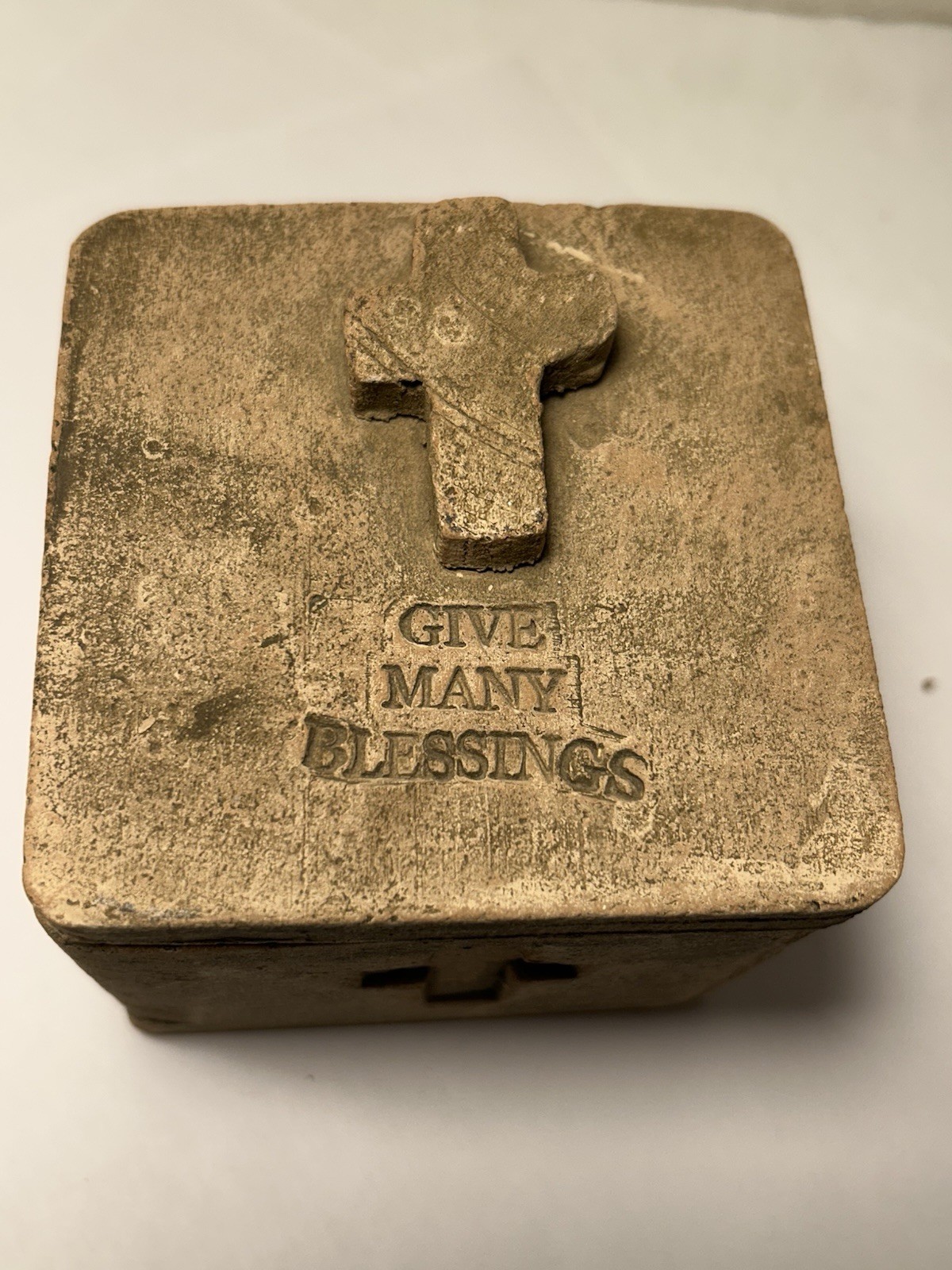 Blessing Box Clay With 11 Crosses 4”