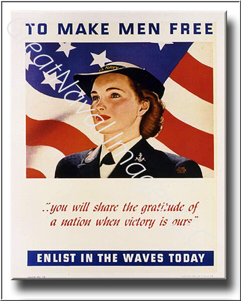 To Make Men Free ENLIST in the WAVES Today Vintage Poster Canvas Print 2D