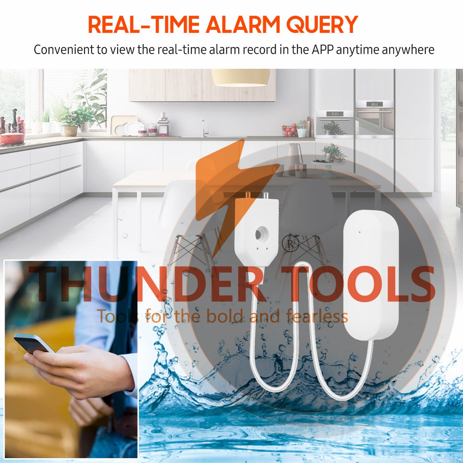 Thunder Tools Wifi Water Leakage Detector Smart Water Sensor APP Control