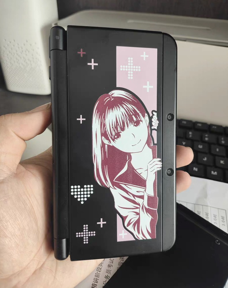Nintendo New 3DS Replacement Housing Shell cover Custom Anime Girl Pink Crosses