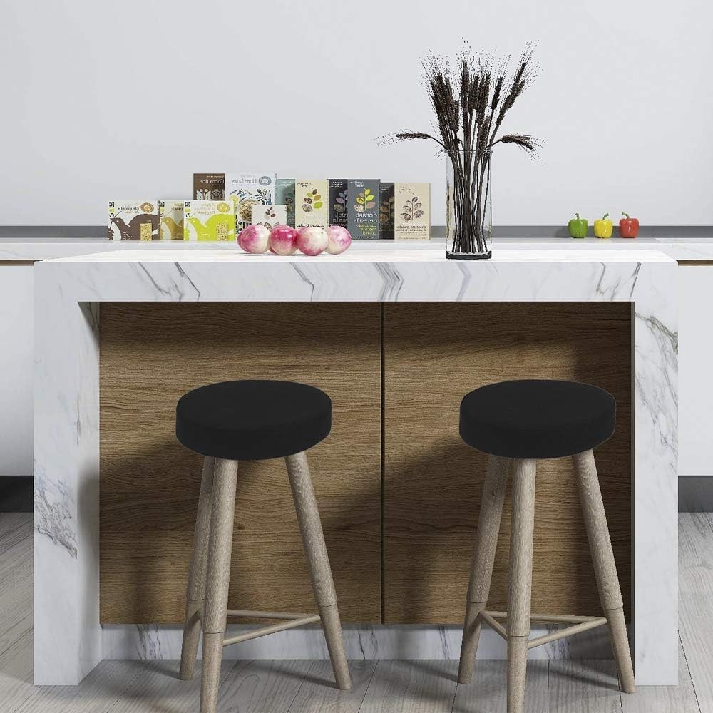 Round Stretchy Bar Stool Slipcover 16-18" - Elegant Dustproof Solution in Black