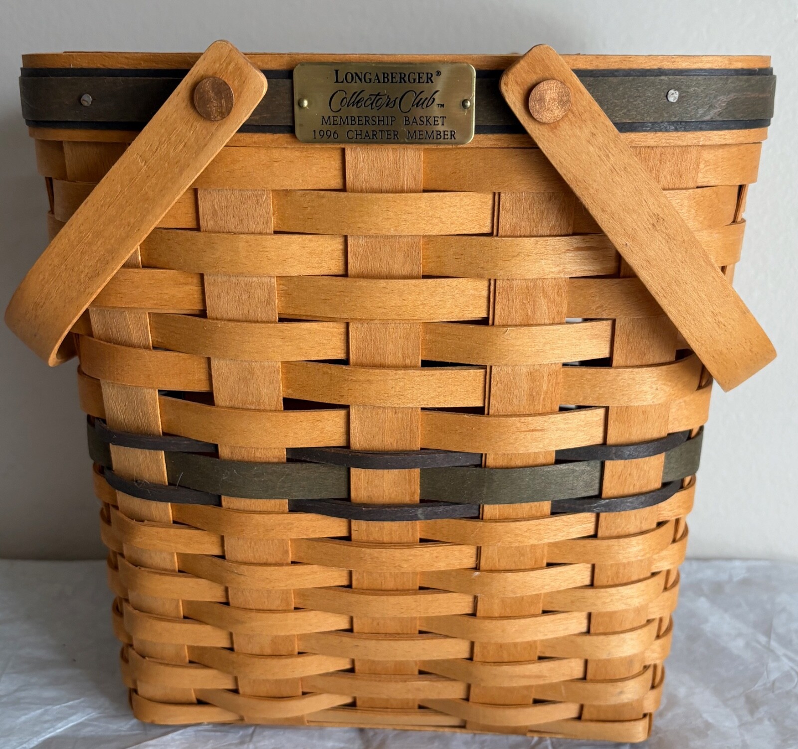 1996 Longaberger Collectors Club Membership Basket Charter #62839 9.5 x 9.5 x 5"