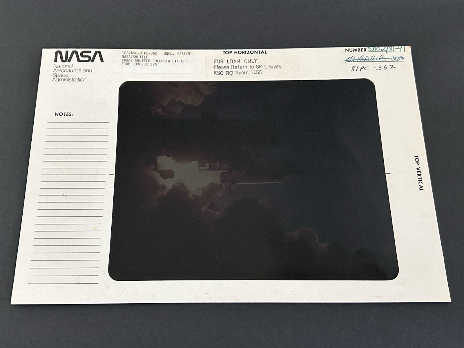 1981 NASA KSC Space Shuttle Columbia STS-1 Liftoff Presentation Transparency-362