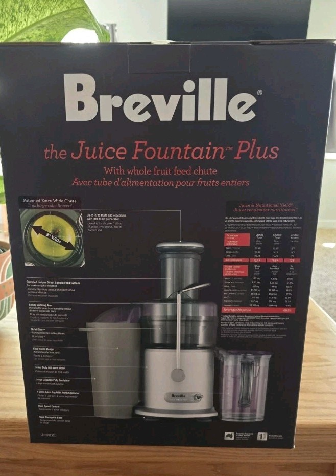 NEW IN BOX Breville Juice Fountain Plus w/Whole Fruit Feed Chute Mode# JE98XL